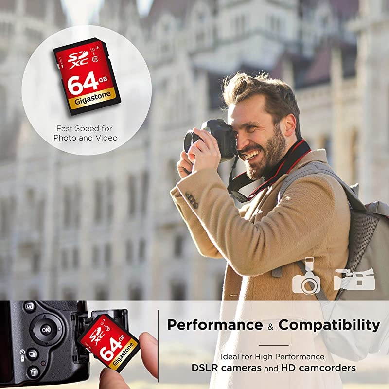 64GB SD Card UHSI U1 Class 10 SDXC Memory Card High Speed Full HD Video Canon Nikon Sony Pentax Kodak Olympus Panasonic Digital Camera