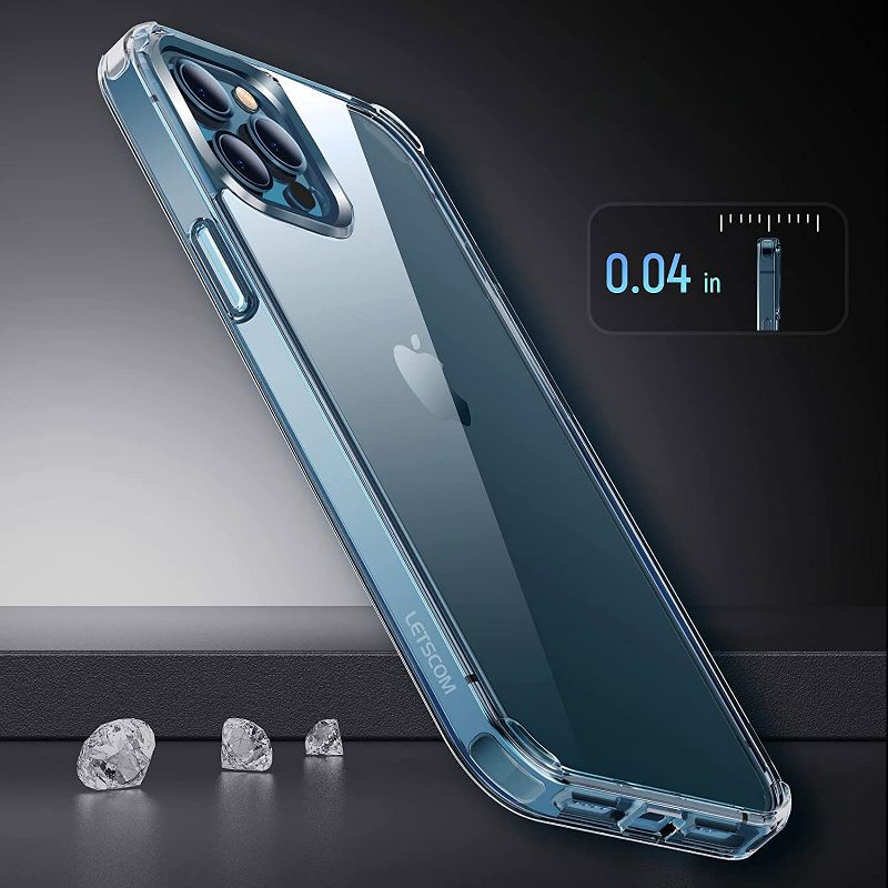 Letscom Crystal Clear Case for iPhone 12 & iPhone 12 Pro Anti-Yellowing, Corner Shockproof, Military Grade Protection Phone Case - Clear Ci121