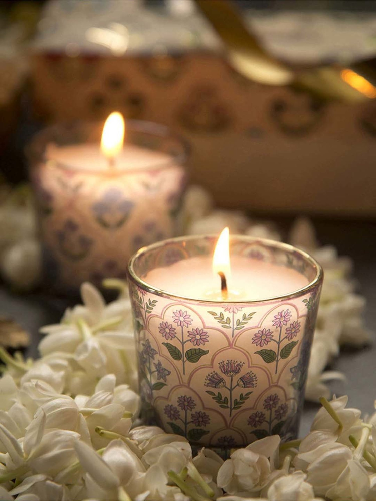 Fabindia Home Tuhi Multicolor Glass Votive Candle Holder - Set of 4