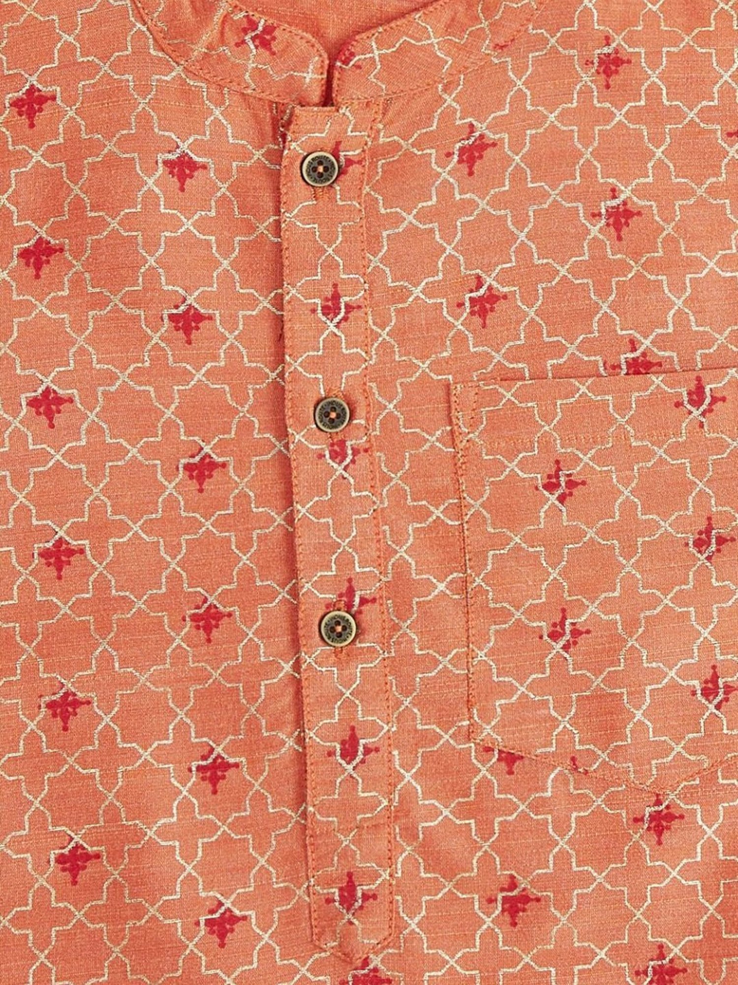 TABARD Kids Red Printed Full Sleeves Kurta