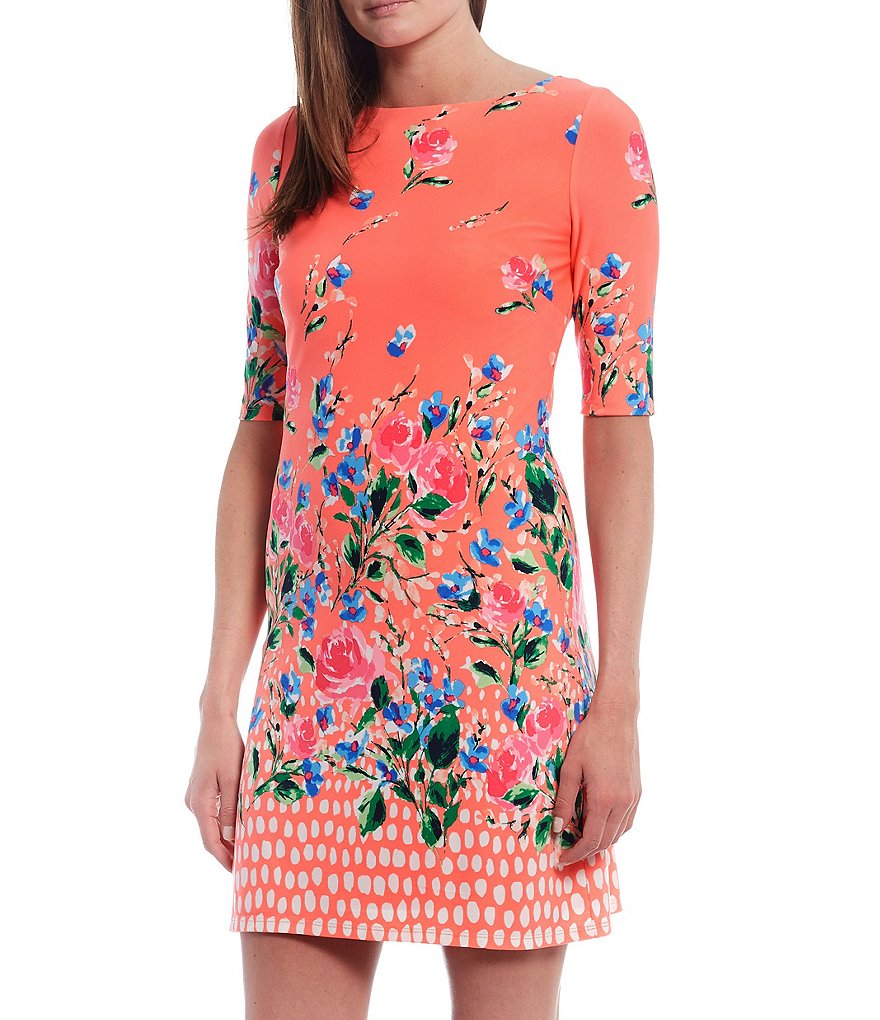 Eliza J Floral Stretch Jersey Shift Dress