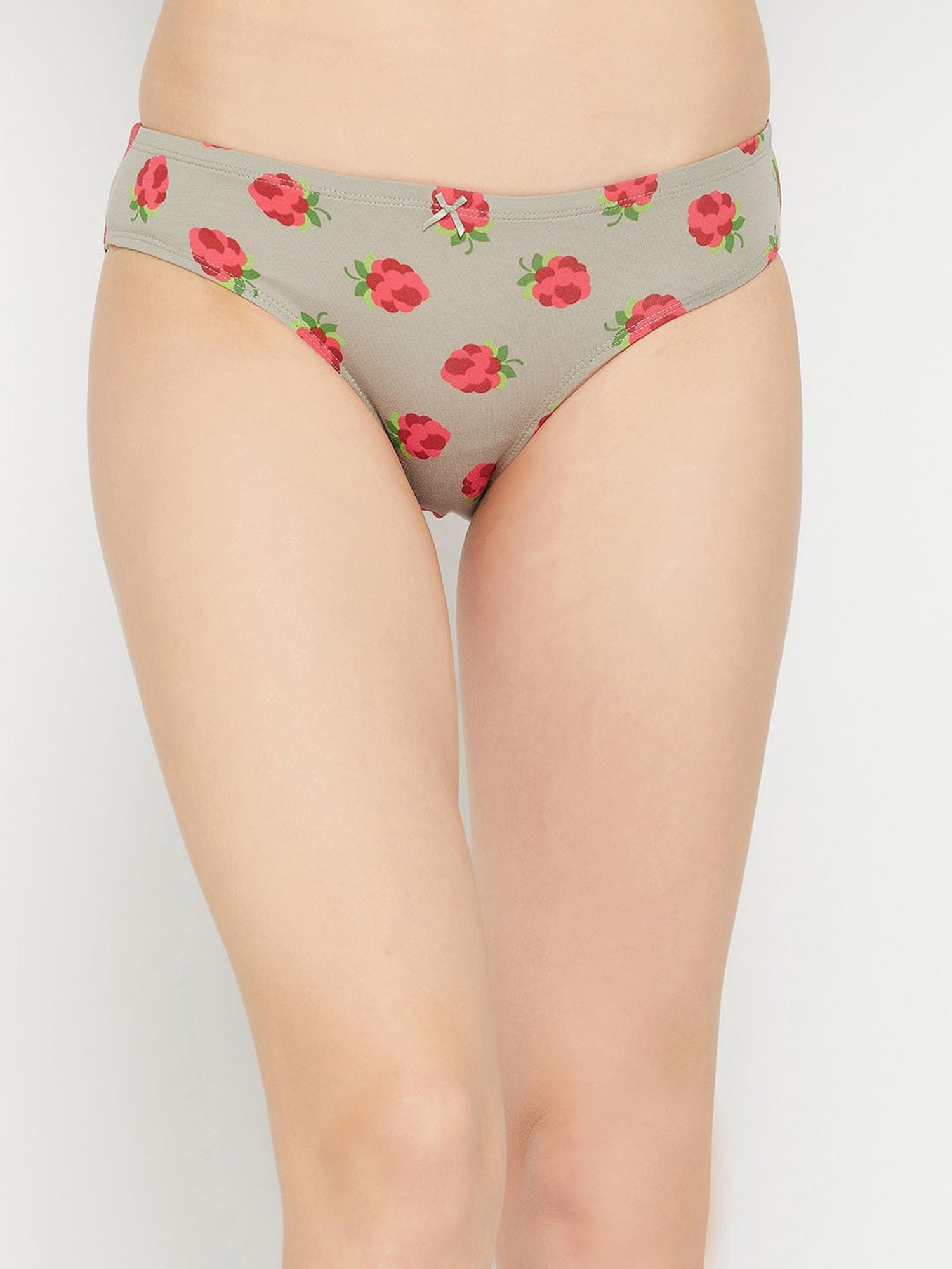 Clovia Grey Cotton Printed Bikini Panty