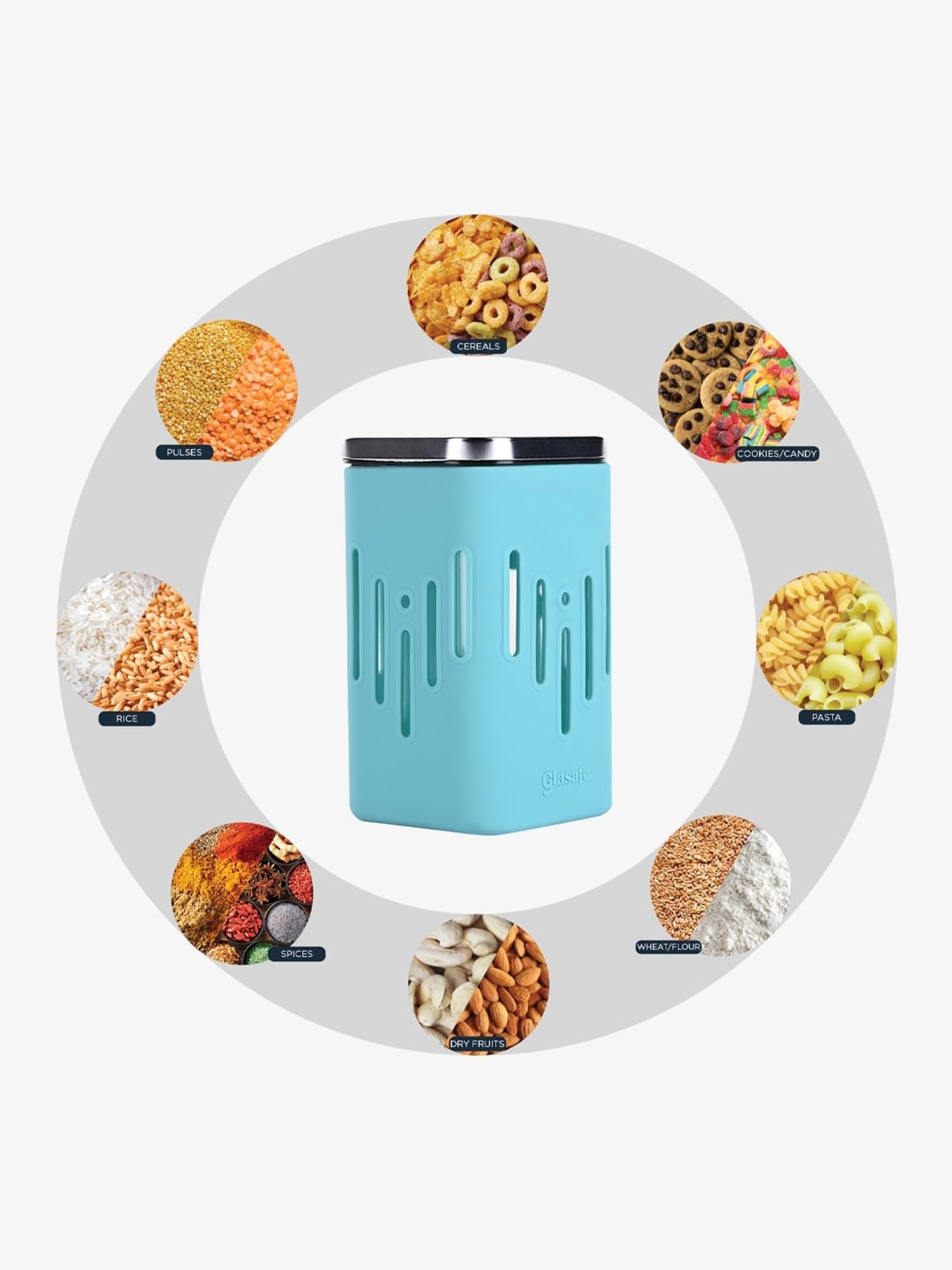 Glasafe 'O' Grip Mellow Green Borosilicate Containers - Set of 2 (250ml)