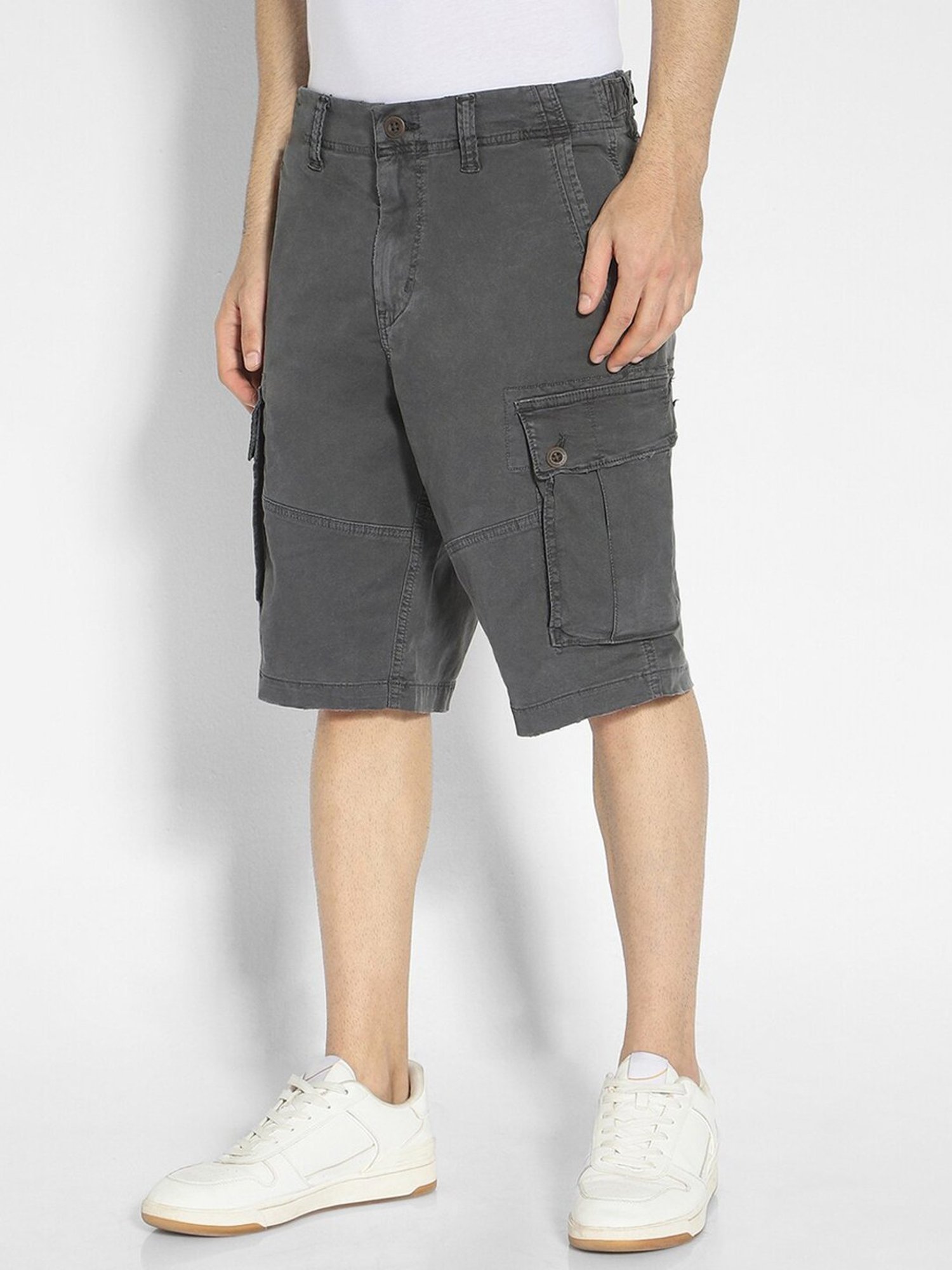 American Eagle Grey Regular Fit Cargo Shorts