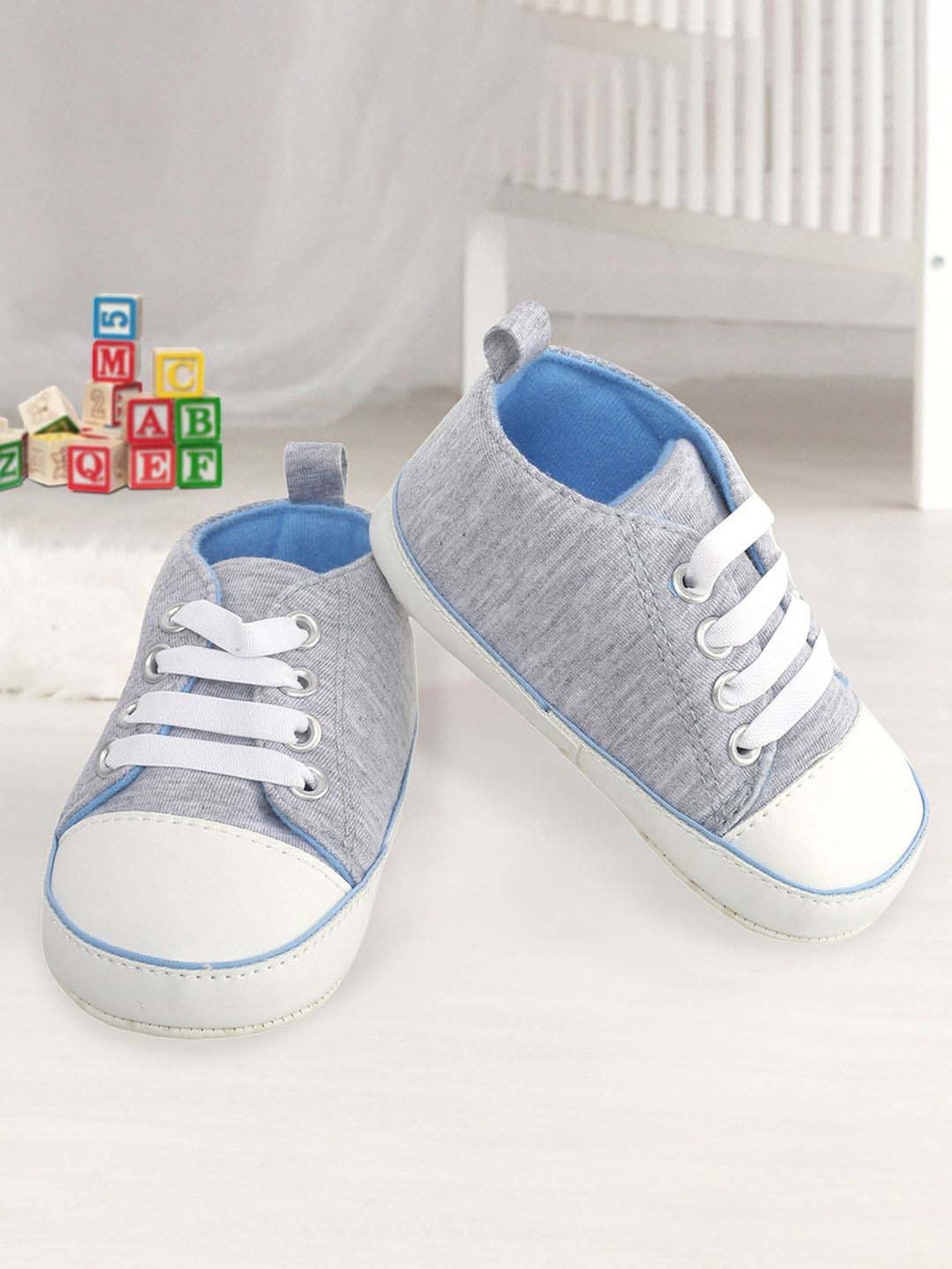 Baby Moo Kids Grey & White Casual Booties