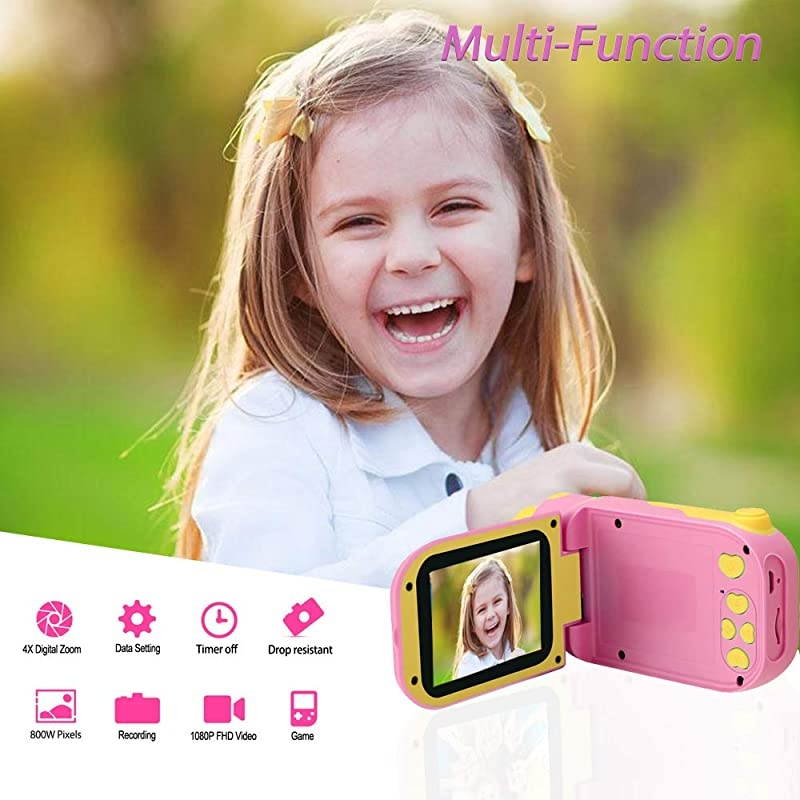 Kids Camera  Q1 Digital Video Camcorder Action Camera Rechargeable with 8G SD Card 2.0&rdquo; for 3-12 Year Old Boys and Girls Birthday Festival Gift