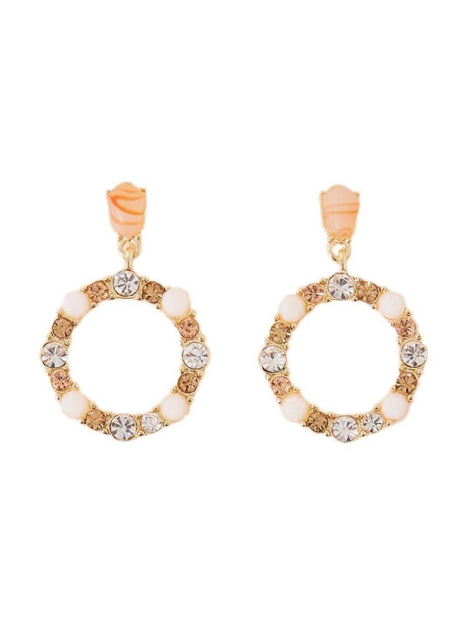 Accessorize London Women's Orange Eclectic Stone Circle Short Drop Earrings