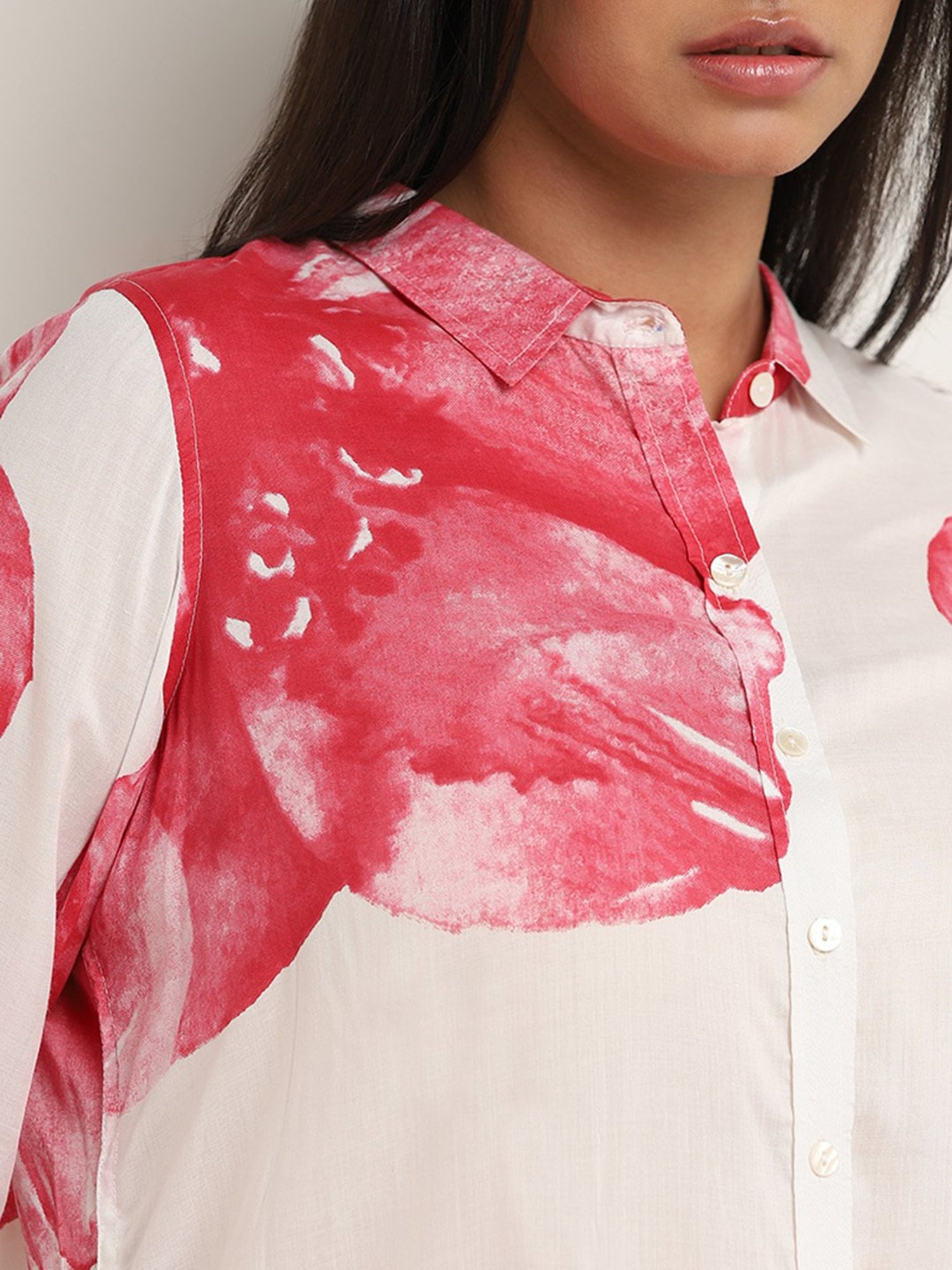 Diza by Westside Red Floral Printed Tunic