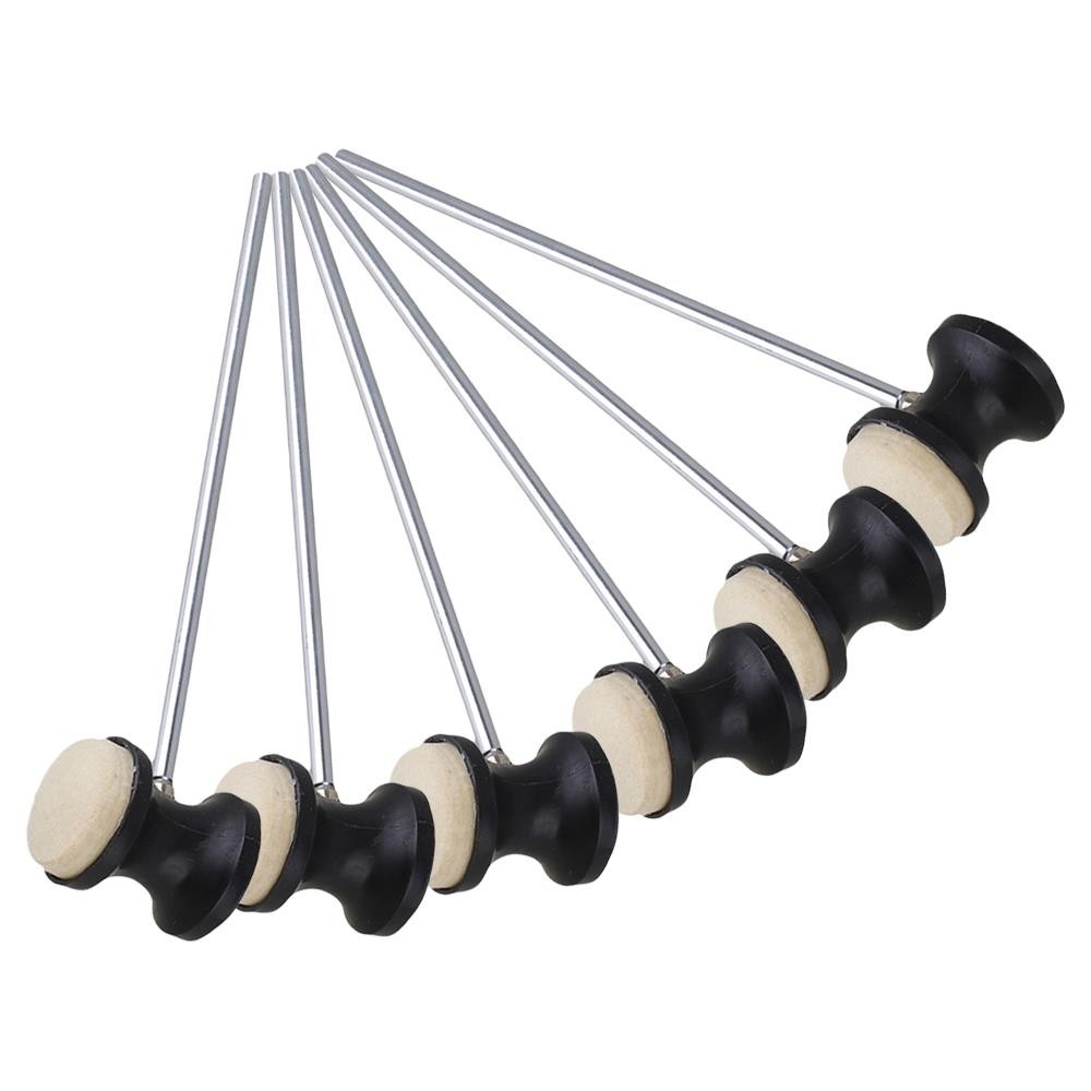 BQLZR 6pcs Bassy Sound Stainless Steel Shaft Felt Head Black Felt Bass Drum Beater