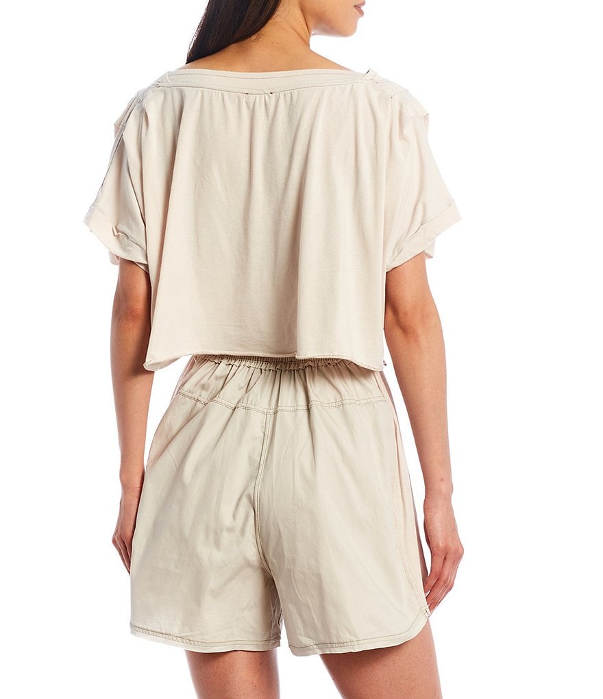 Marc New York Paperbag Waist Sueded Jersey Drawstring Shorts