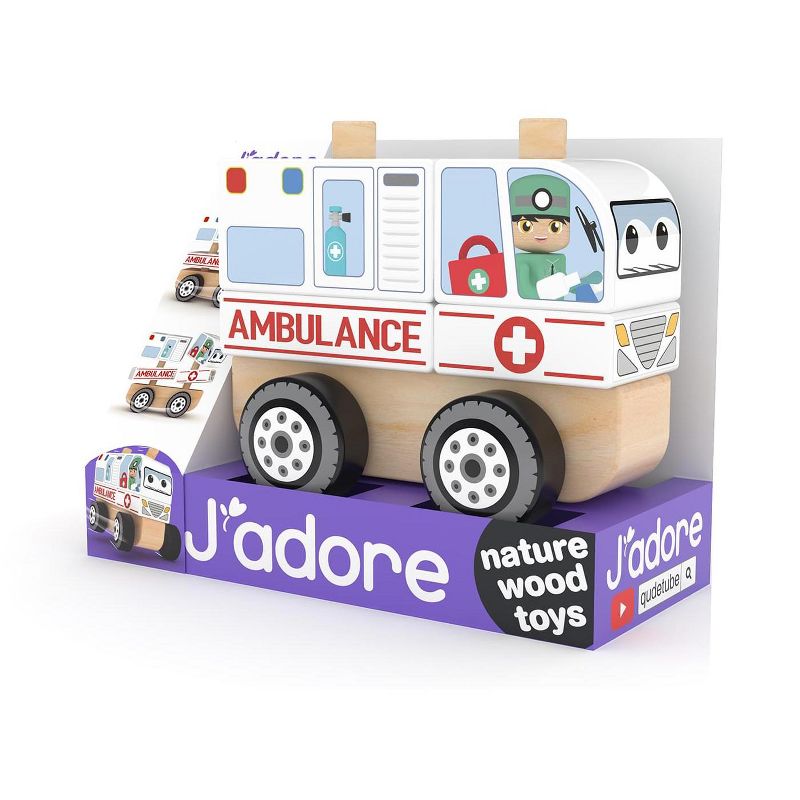 J'adore Ambulance Wooden Stacking Toy