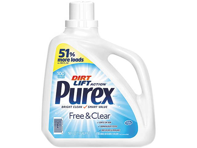 Purex DIA 05020 Free and Clear Liquid Laundry Detergent, Unscented, 150 oz. Bottle, 4/Carton