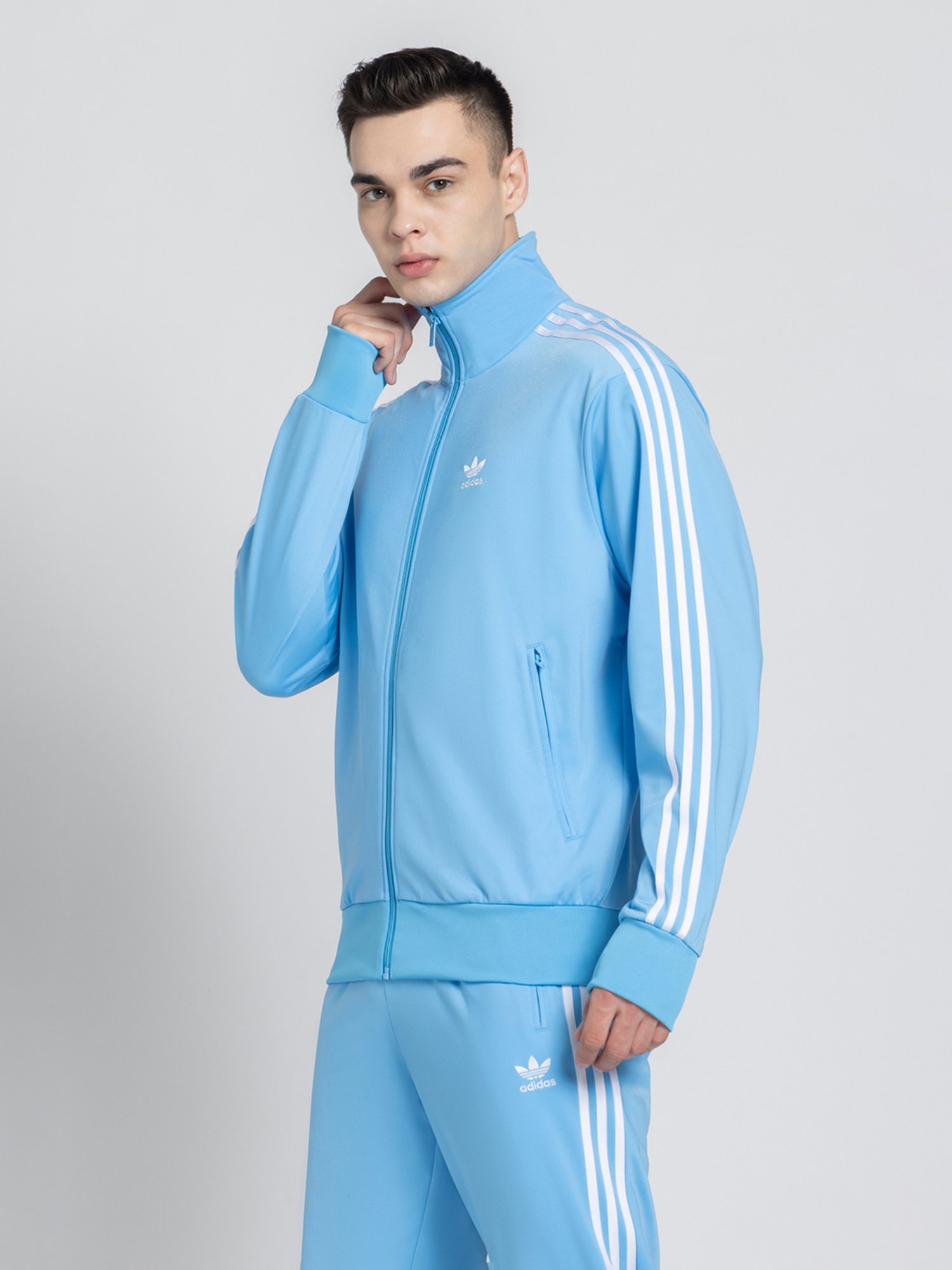 Adidas Originals Blue Regular Fit Striped Firebird Track Jacket
