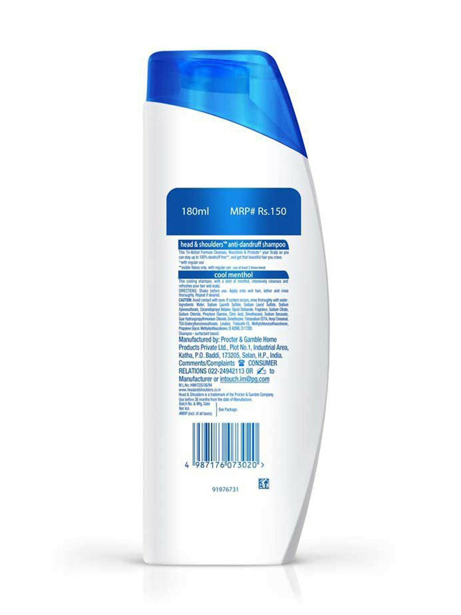 Head & Shoulders Cool Menthol Anti-Dandruff Shampoo - 180 ml