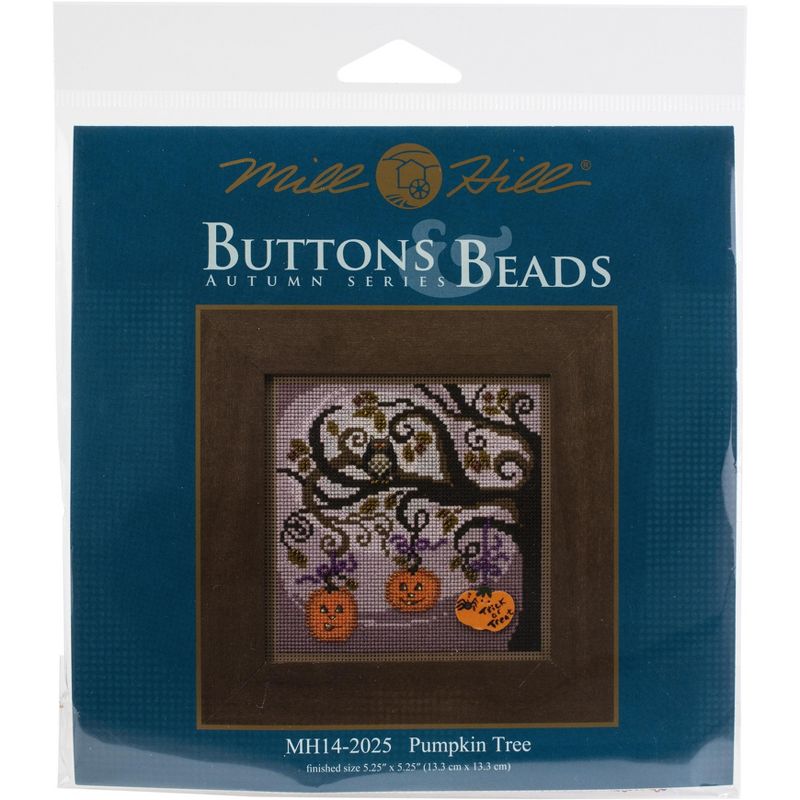 Mill Hill Buttons & Beads Counted Cross Stitch Kit 5"X5"-Pumpkin Tree (14 Count)