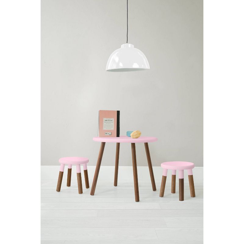 Set of 2 Peewee Wood Veneer Kids' Chairs Solid Walnut/Pink - Nico & Yeye