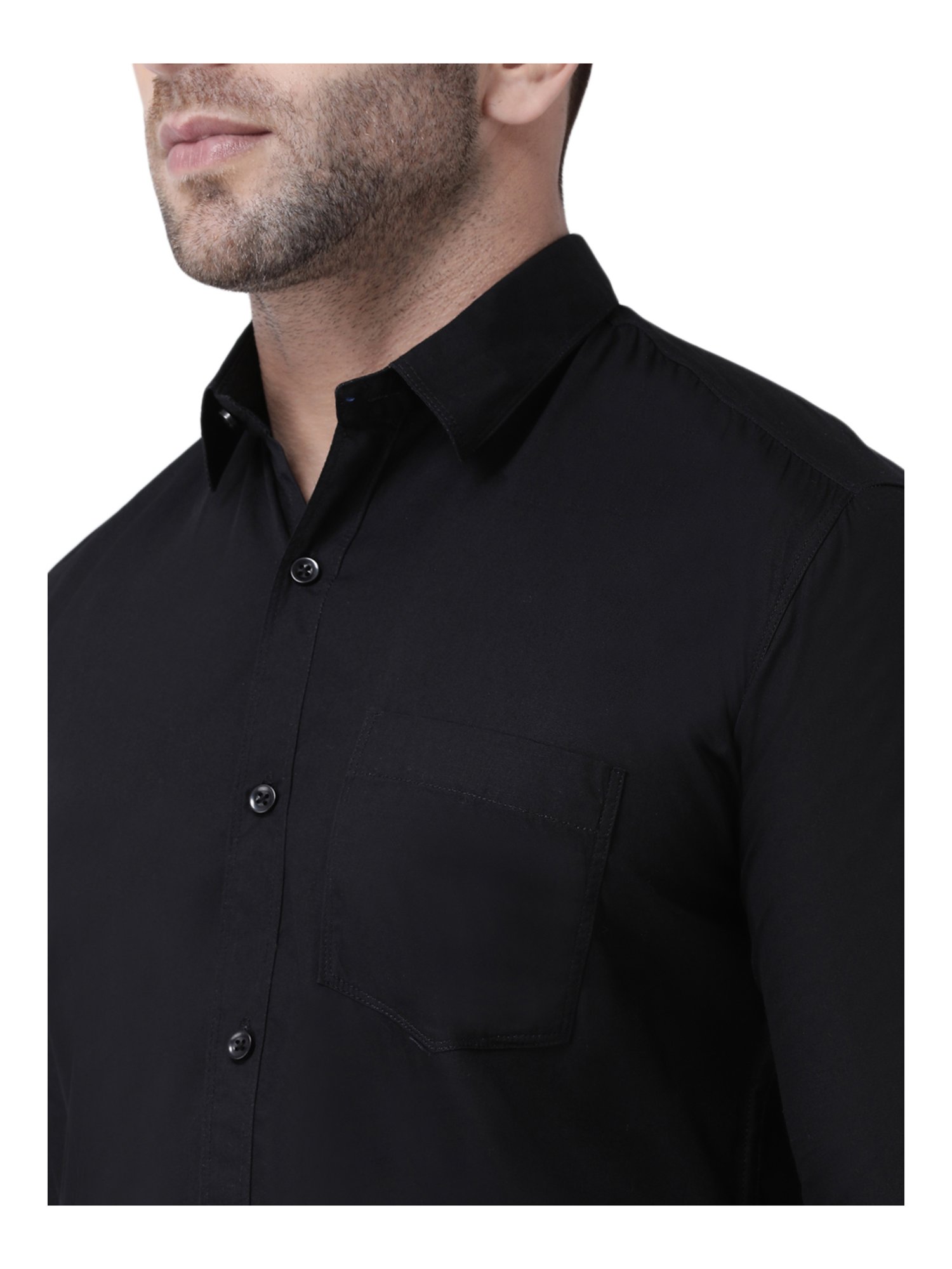 Hang Up Black Cotton Slim Fit Shirt