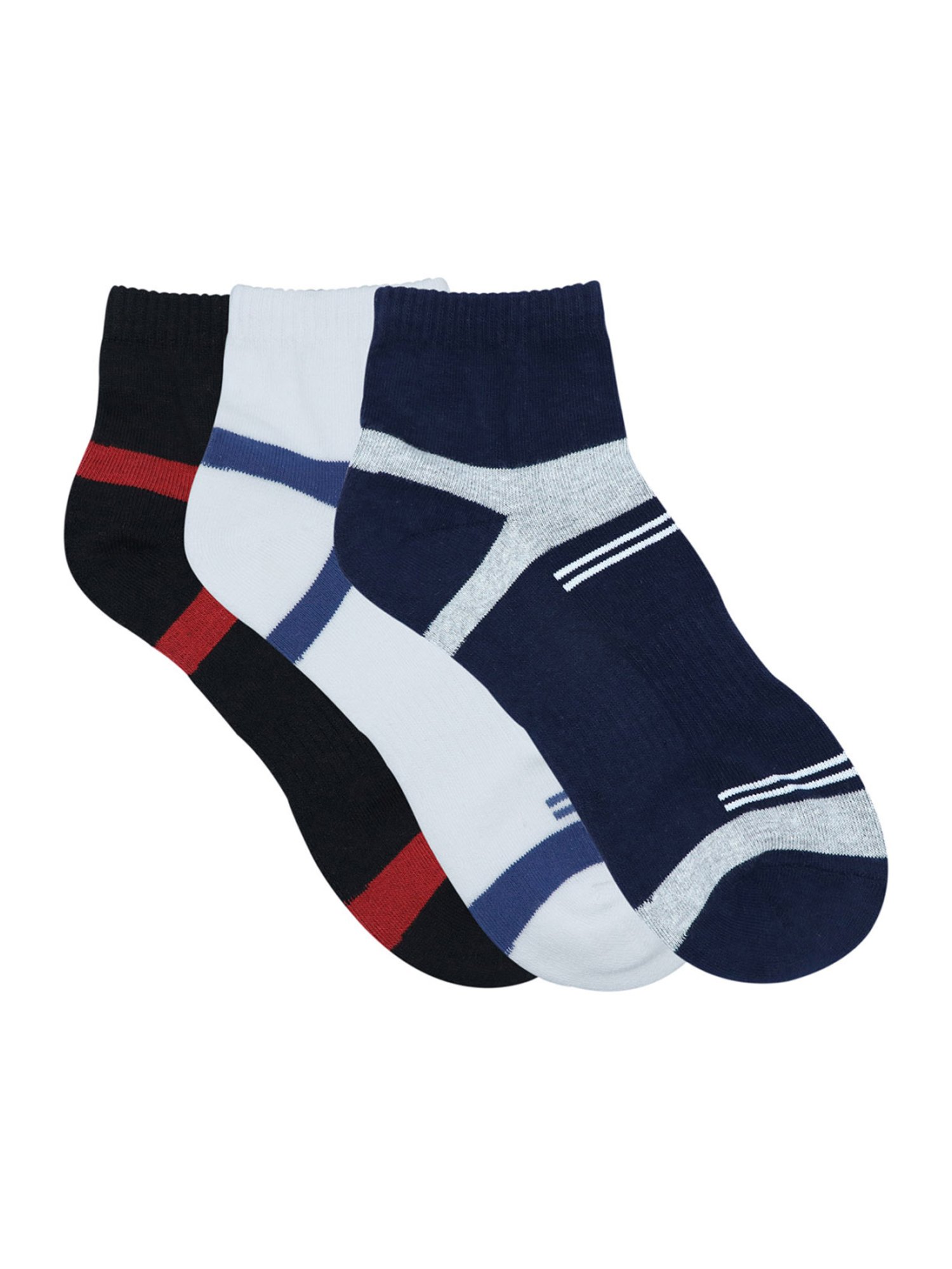 BALENZIA Cotton Striped High Ankle Sports Socks (Pack Of 3)