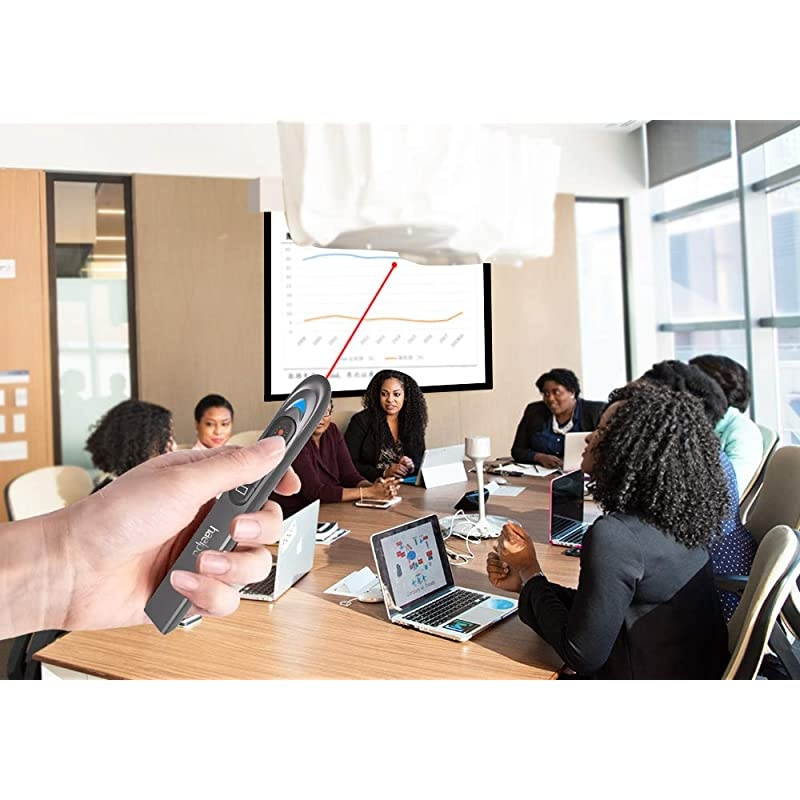Wireless Presenter Pointer RF 24GHz Presentation Remote 200Ft Wireless Range PowerPoint Clicker Compatible PC Laptops Tablets Metallic Coating