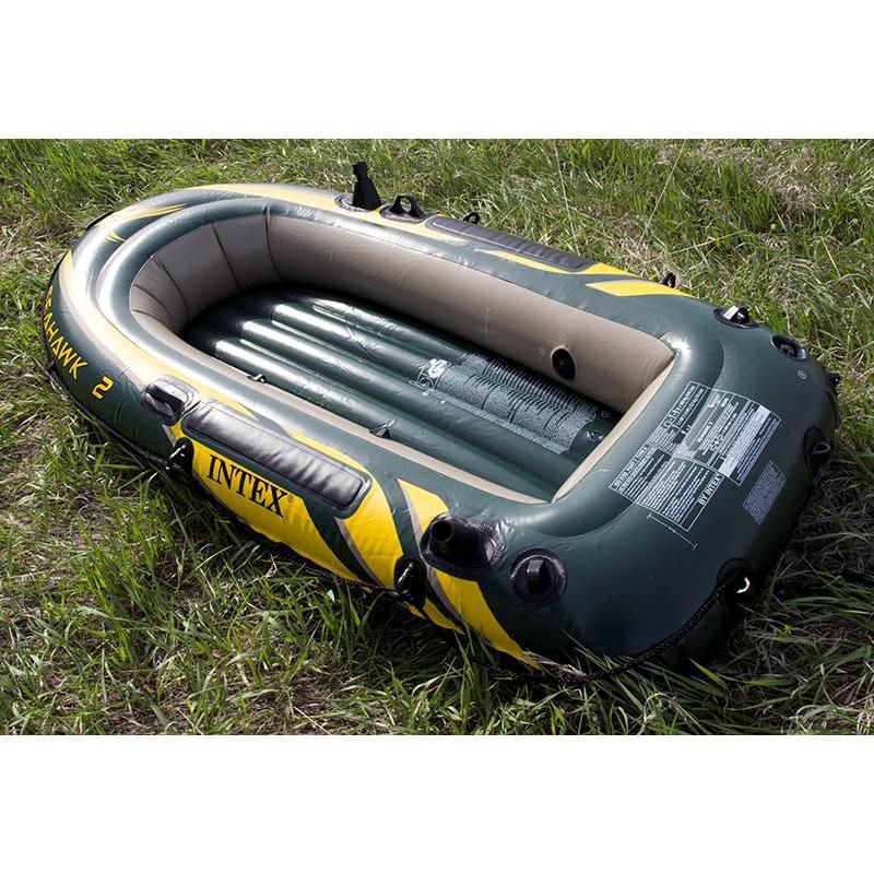 Intex Seahawk 2 Inflatable 2 Person Floating Boat Raft Set with Oars & Air Pump