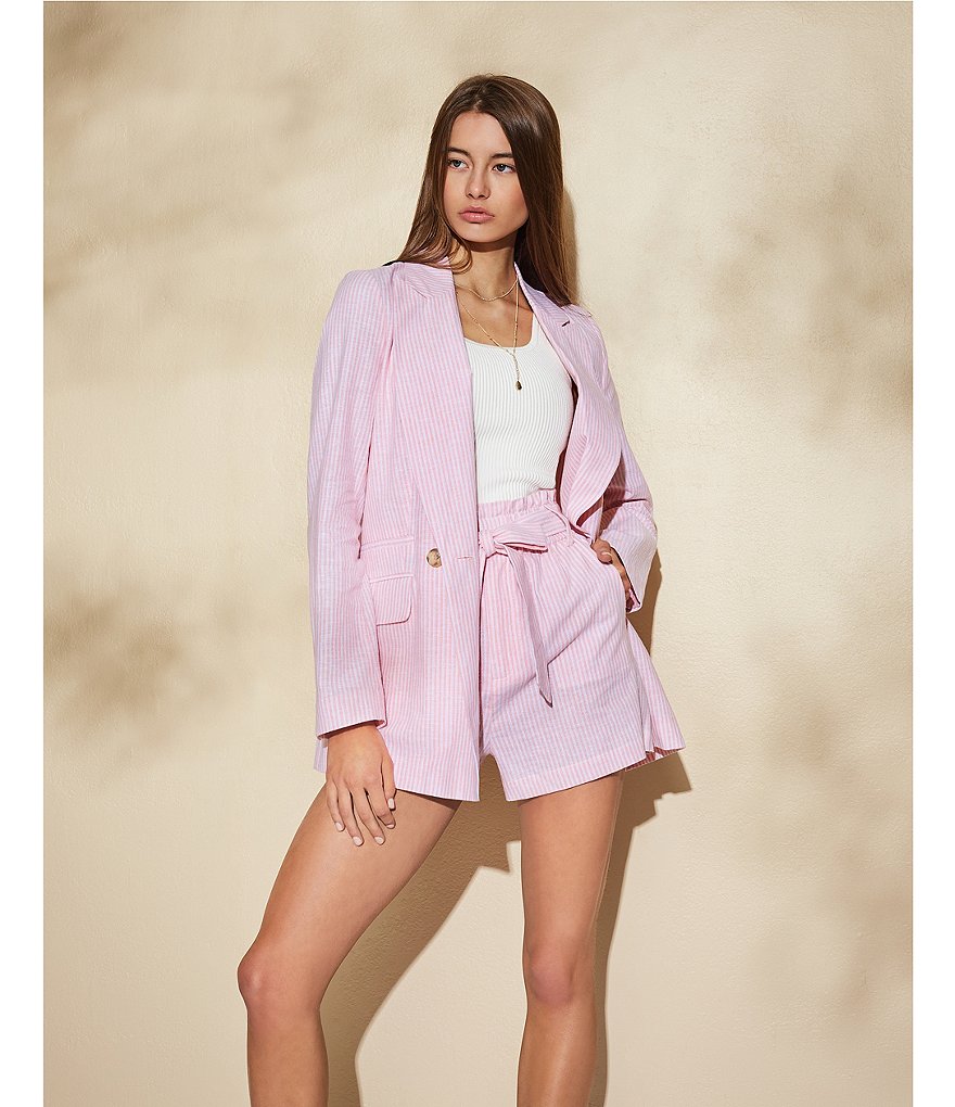 GB Coordinating Stripe Linen High Rise Shorts