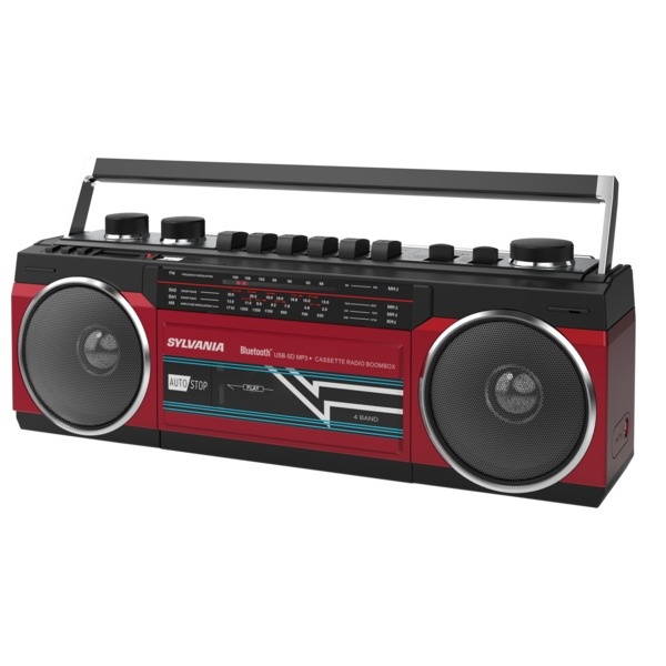 Sylvania SRC232BTRD Bluetooth Cassette Radio Boombox - Red