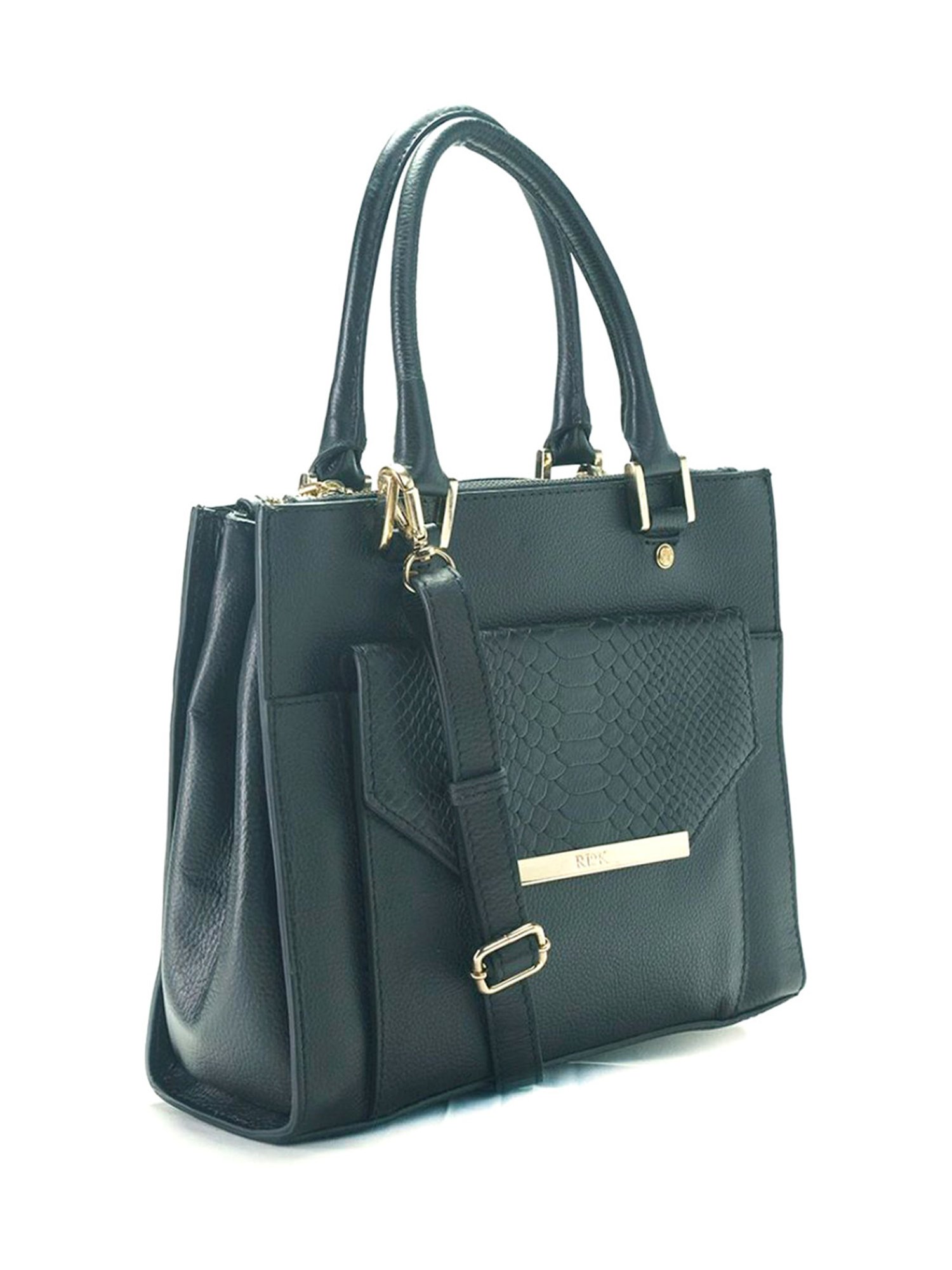 RI2K London Black Leather Large Animal Effect Handbag