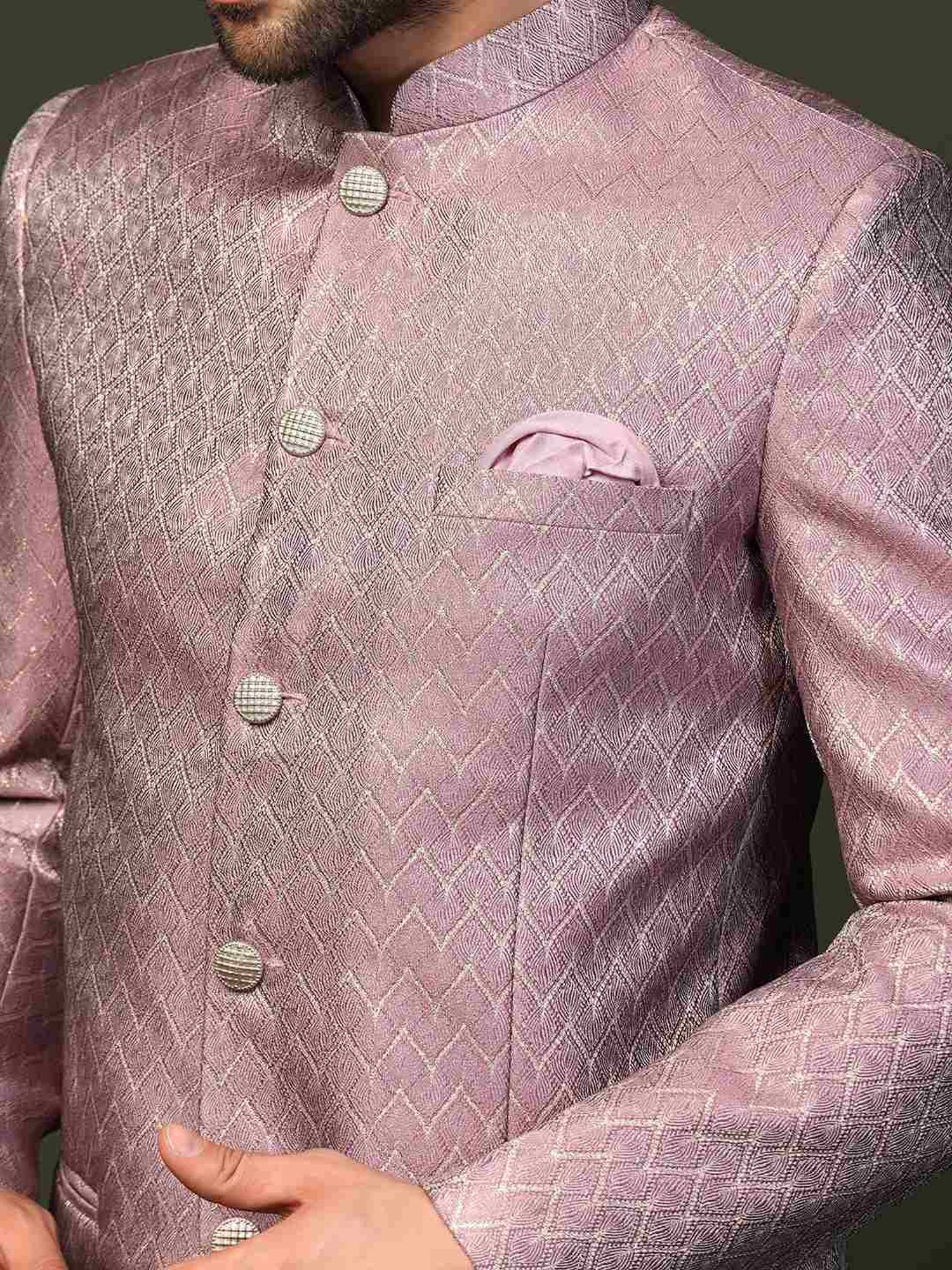 Kisah Purple Regular Fit Embellished Ethnic Blazer