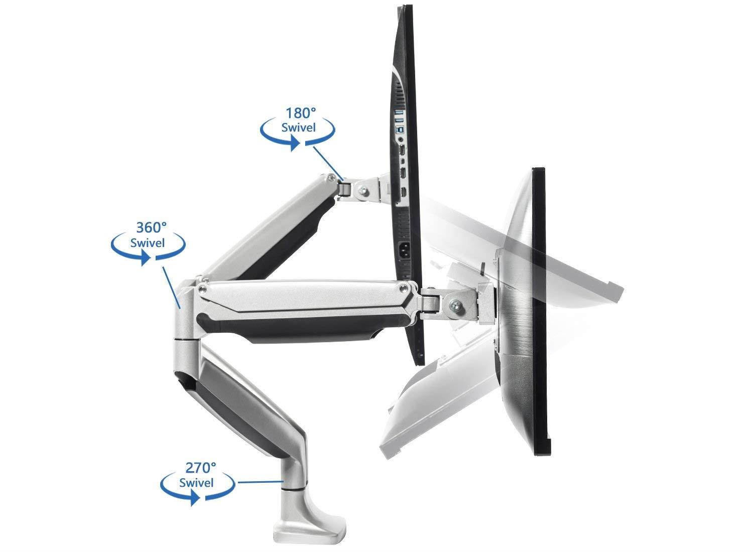 EleTab Dual Monitor Mount Stand Full Motion Swivel Fits for 2 Computer Screens 13" to 32" Gas Spring LCD Arm