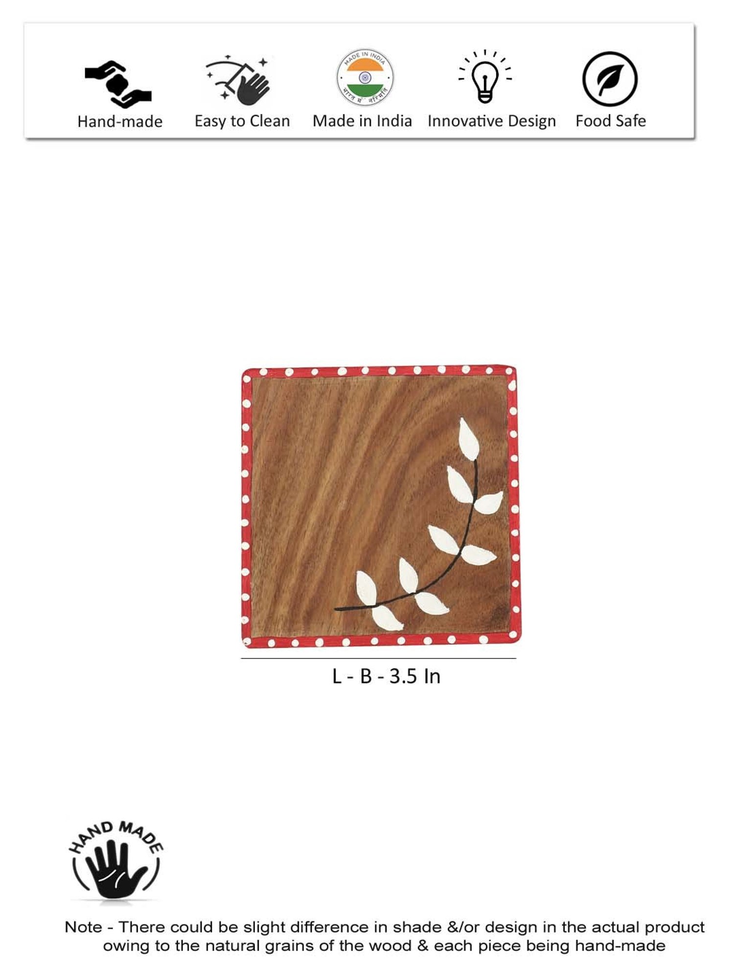 Karo Tapi Printed Multicolor Wood Coasters - Set of 6