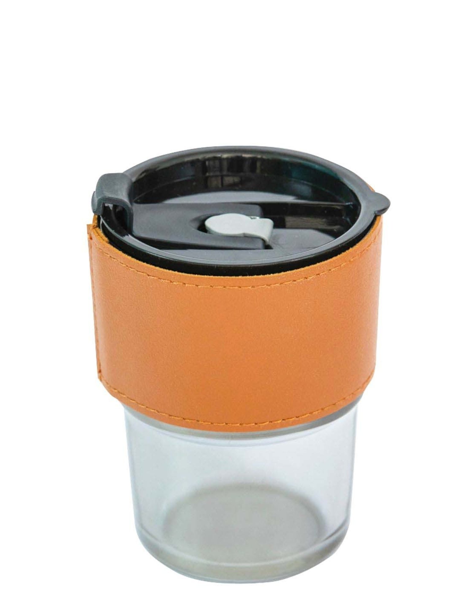 Goodhomes Transparent & Orange Glass Sipper (0.435 L) - Set of 4