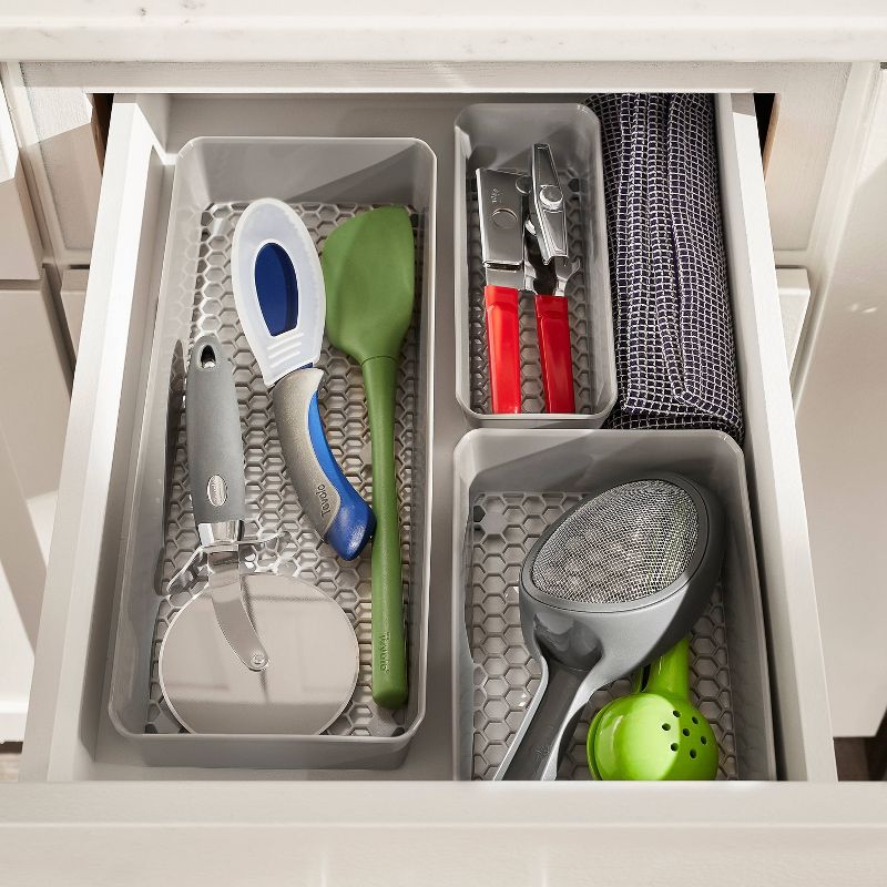 Set of 3 Hexa Drawer Organizer Gray - Spectrum Diversified