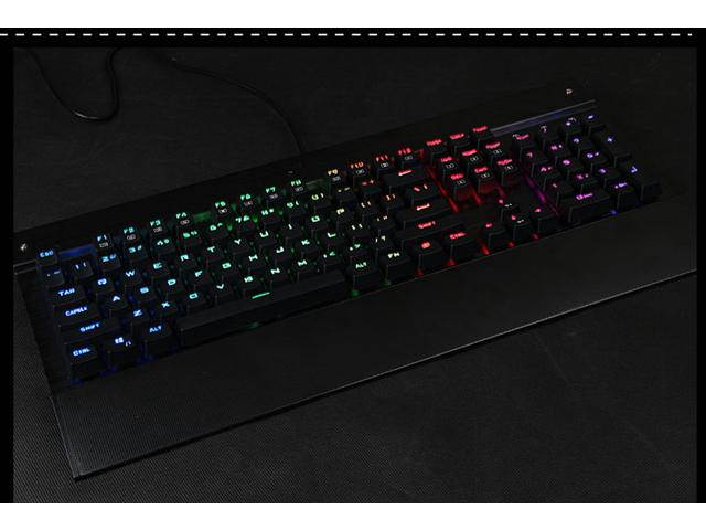 Eagle Aluminum Mechanical Gaming Keyboard RGB Backlit LED with Detachable Wrist Rest, Blue Switch