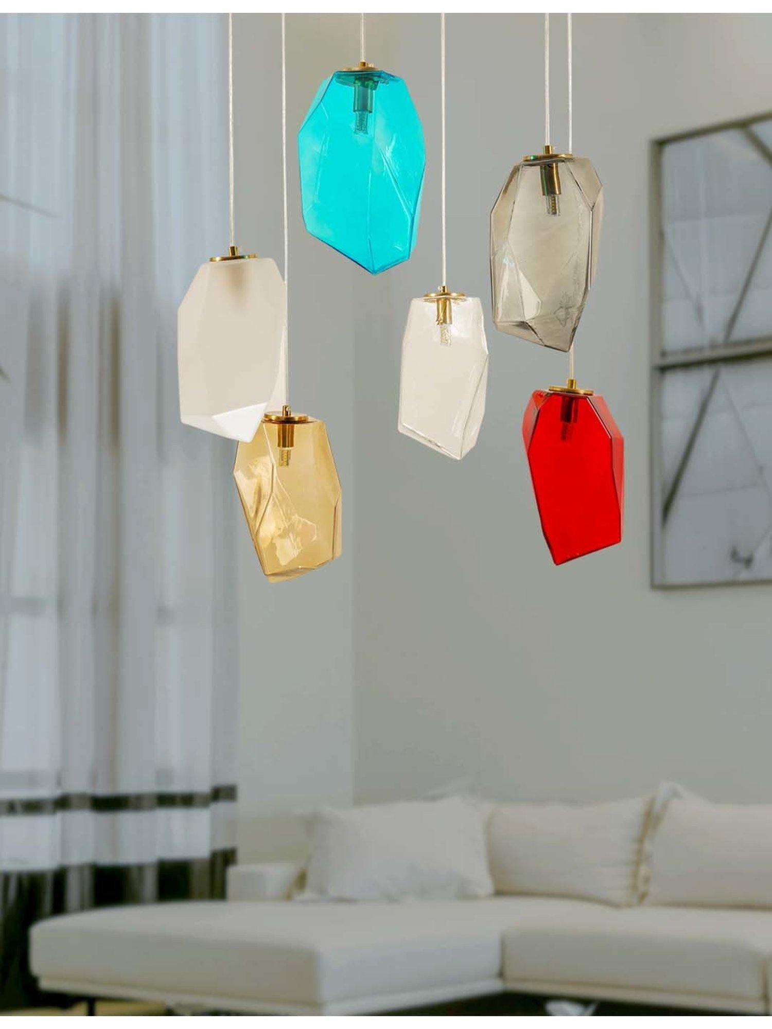 Kapoor E Illuminations 'Vogue Hartwell' Multicolor Glass 6-In-1 Chandelier