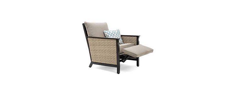 Colton Wicker Outdoor Recliner with Sunbrella Cast Shale Cushion - Tan - La-Z-Boy