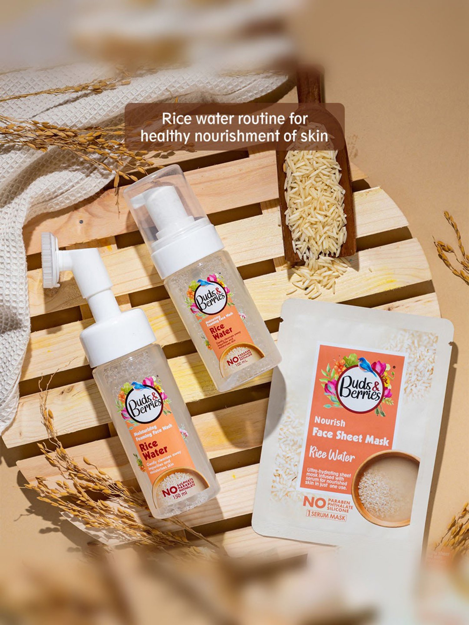 Buds & Berries Rice Water Moisturising Foaming Face Wash - 150 ml