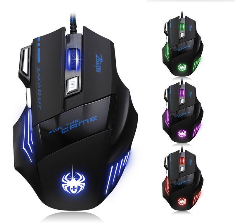 ZELOTES Super Big 5500 DPI Gaming Athletics Wired USB Game Mouse 7 Button With Colorful Breathing Lights Support Windows IOS Mac System