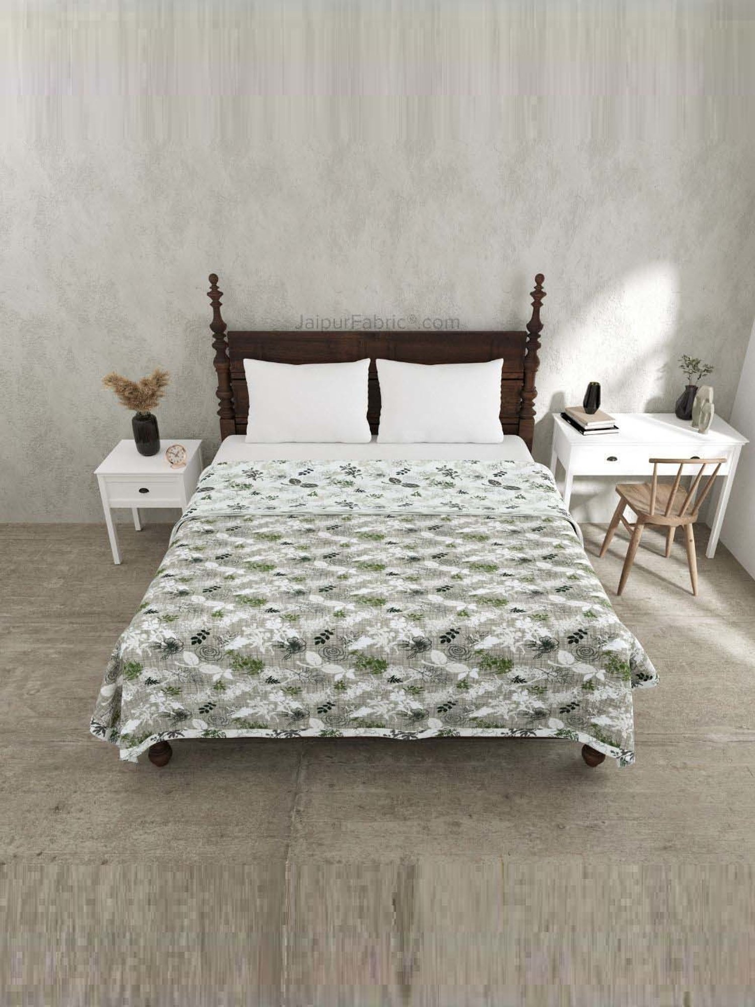 JaipurFabric Basil Green Mulmul Cotton 150 GSM Reversible Ac Dohar