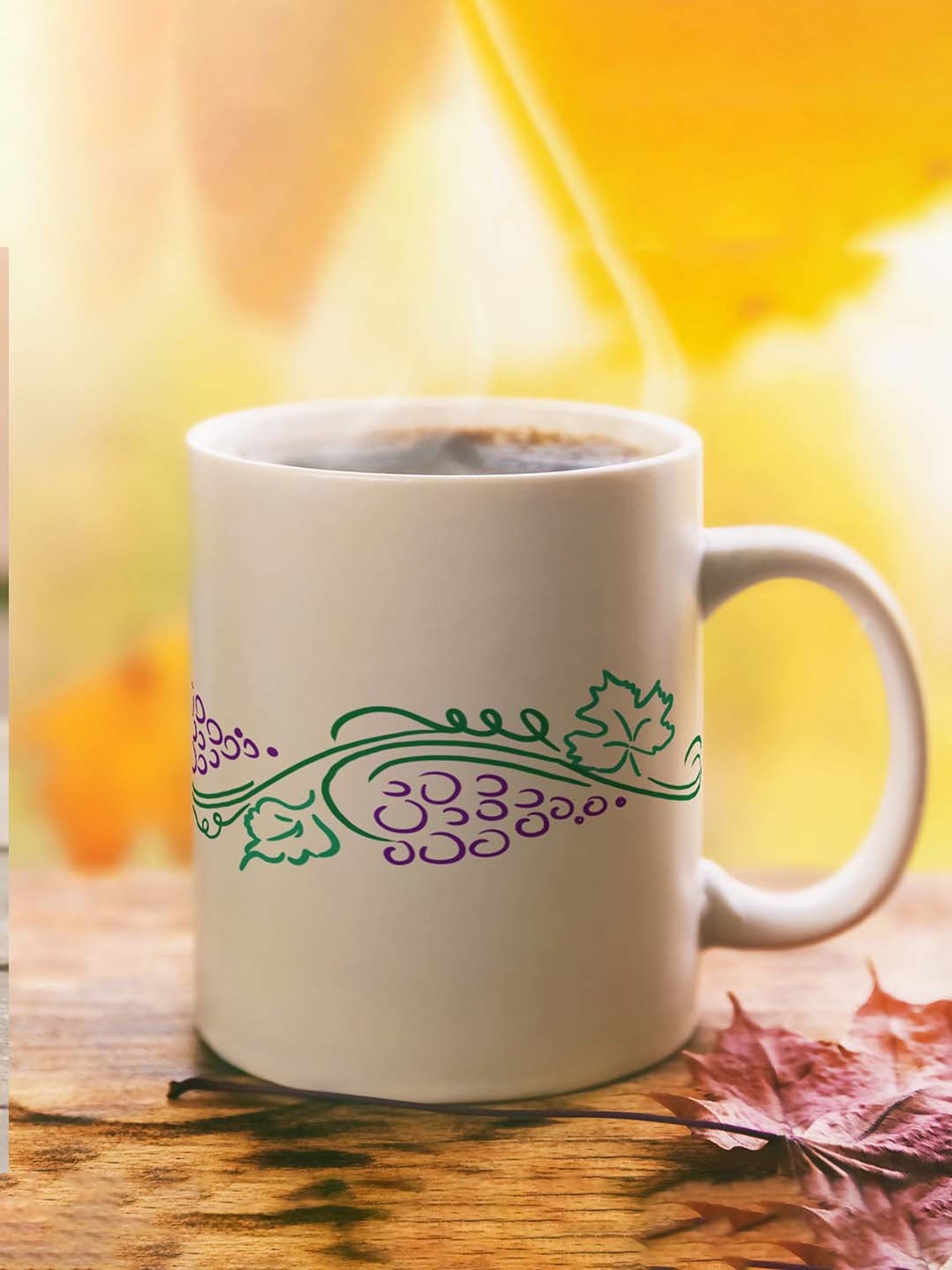 Nestroots White Stoneware Grapevine Bliss Coffee Mug (0.325 L)