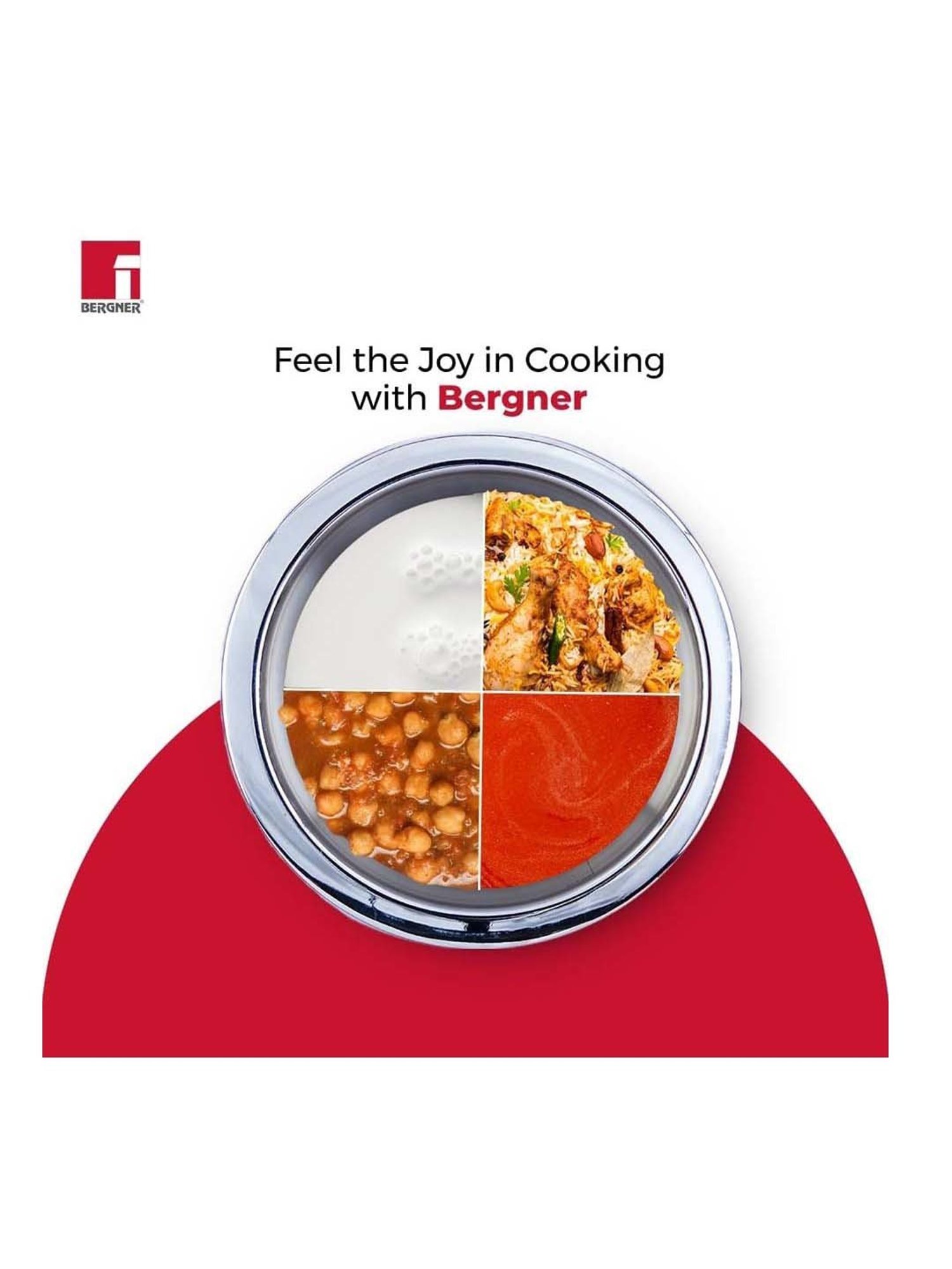 Bergner Tripro Silver Stainless Steel 20 cm Induction Friendly Triply Cooking Pot With Lid (3.1 L)