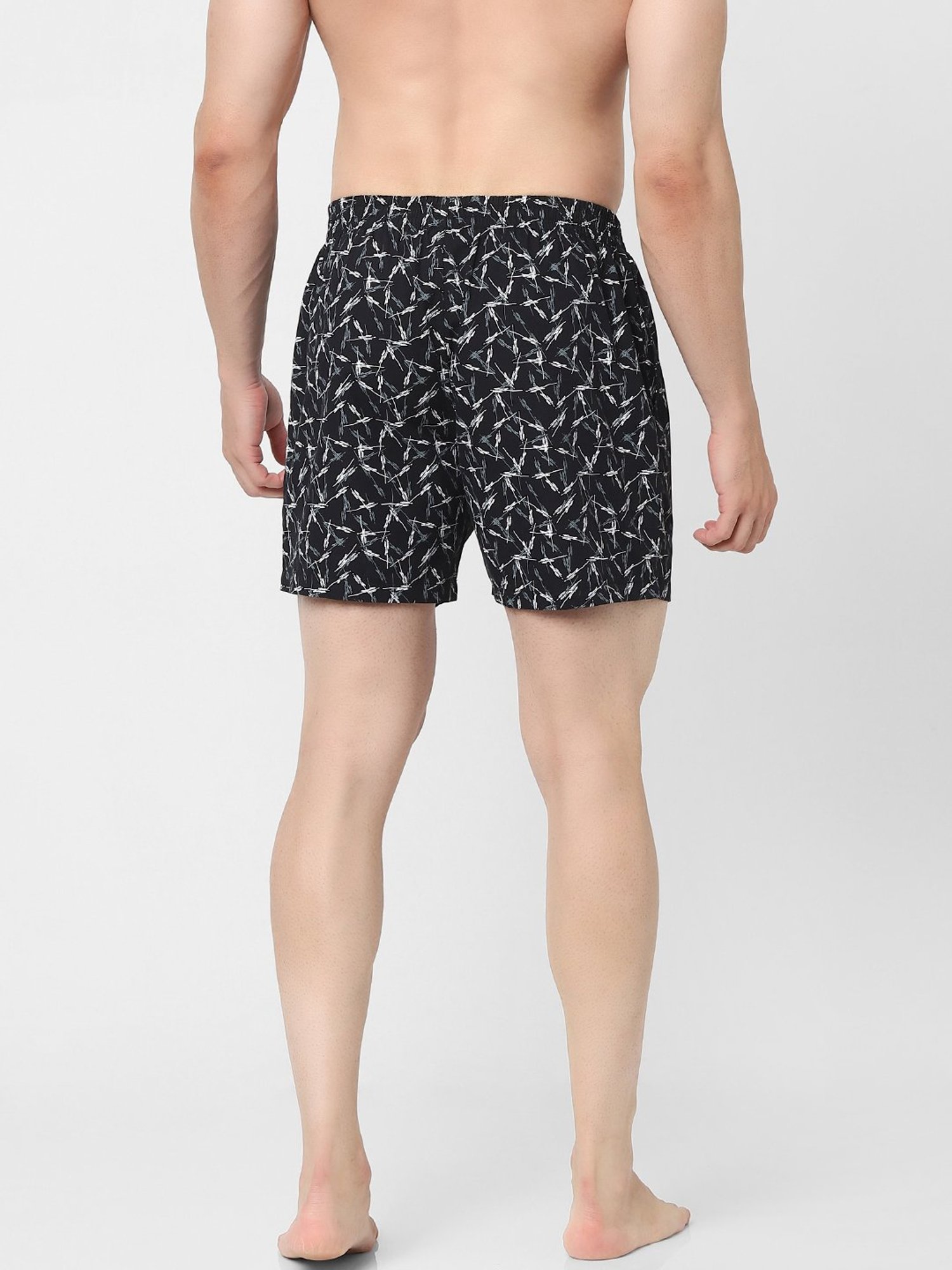Jack & Jones Jet Black Cotton Regular Fit Printed Boxers
