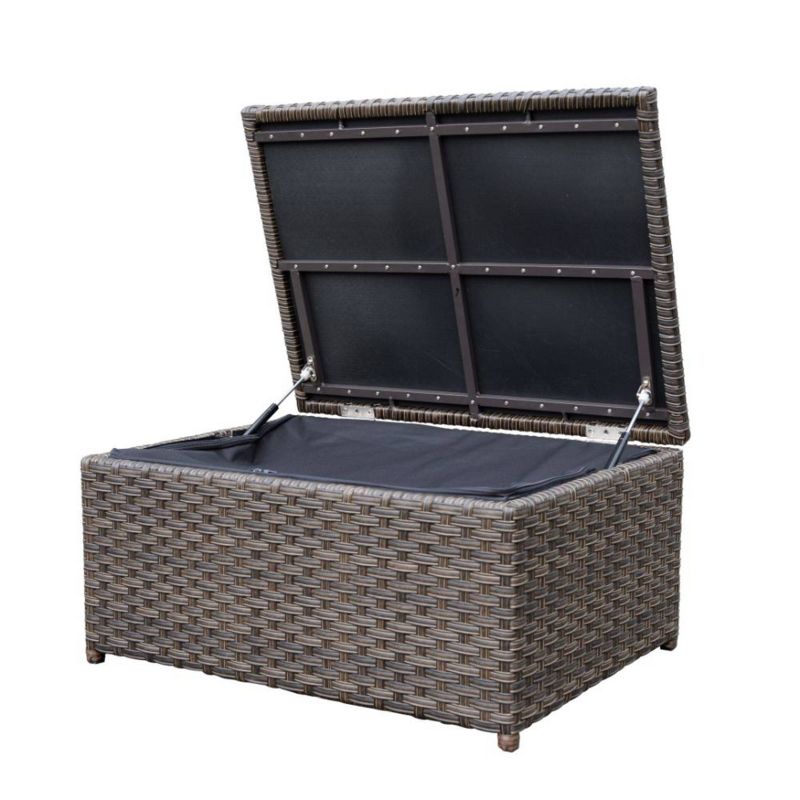 3pc Roof Top Sofa Section with Middle Chair & 1 Coffee Table - Brown - Courtyard Casual