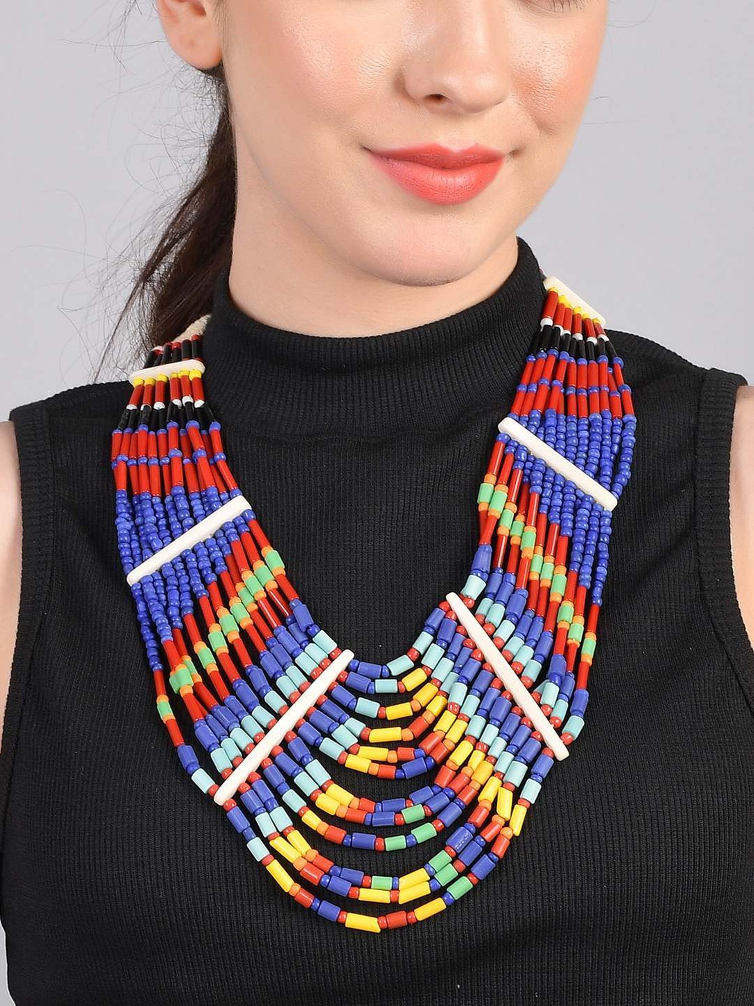 Imli Street Multicolor Vintage Naga Beaded Tribal Necklace