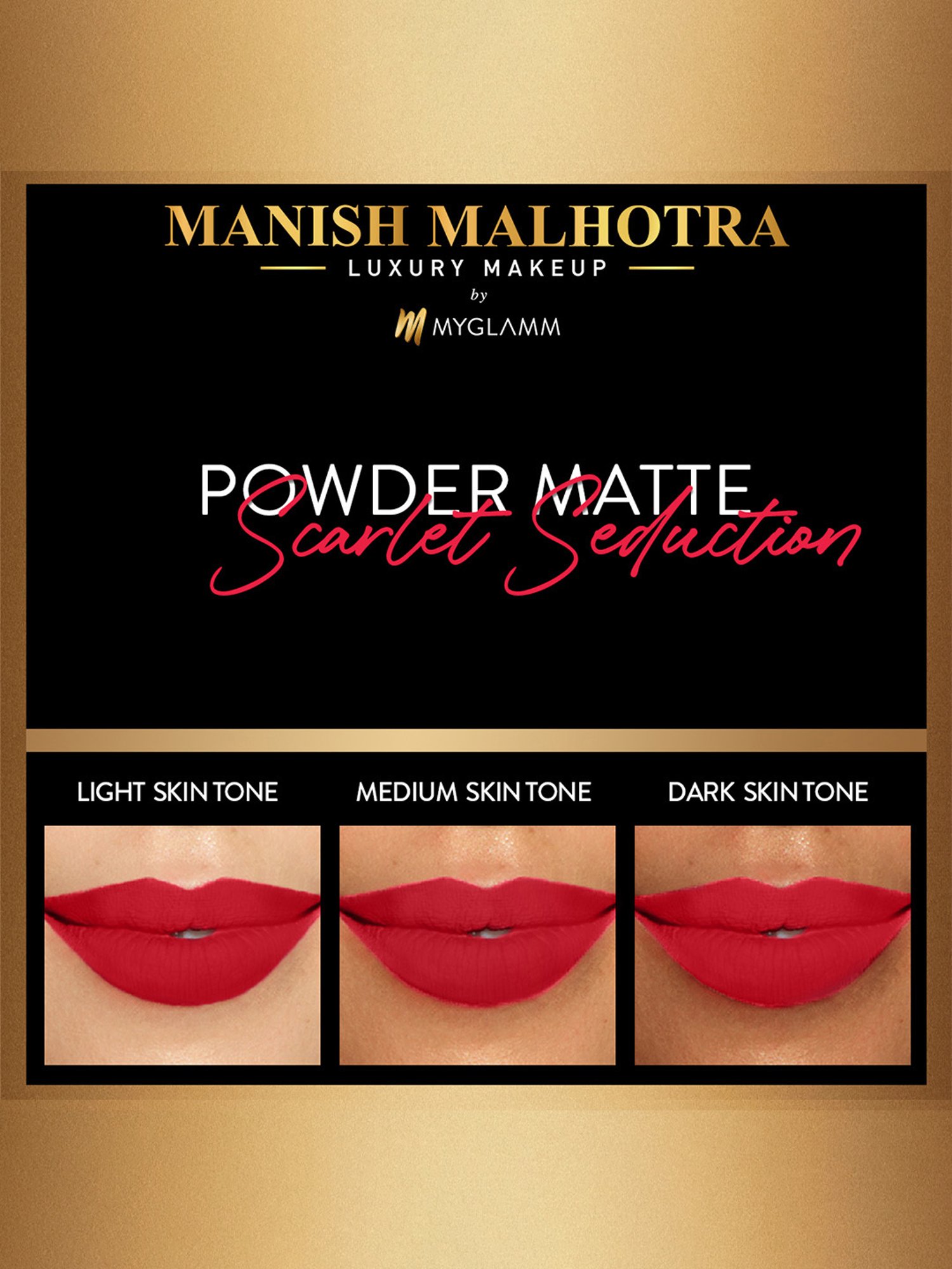 MyGlamm Manish Malhotra Powder Matte Lipstick Scarlet Seduction - 4 gm