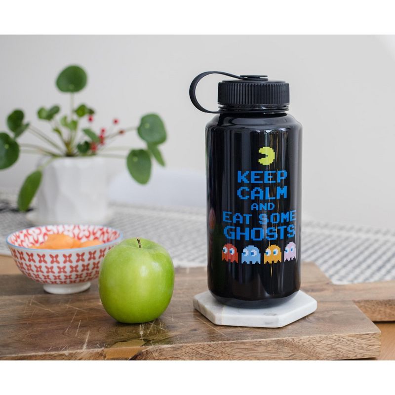Just Funky Pac-Man "Keep Calm and Eat Some Ghosts" Plastic Water Bottle | Holds 32 Ounces