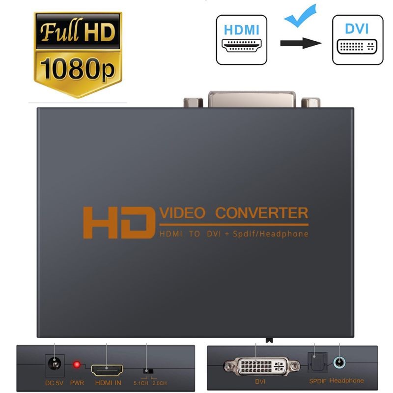 to AV Converter to RCAto AV 1080P to 3RCA CVBS AV Composite Video Audio Converter Adapter Supports PALNTSC with USB Charge Cable for PC Laptop HDTV DVD to AV Black