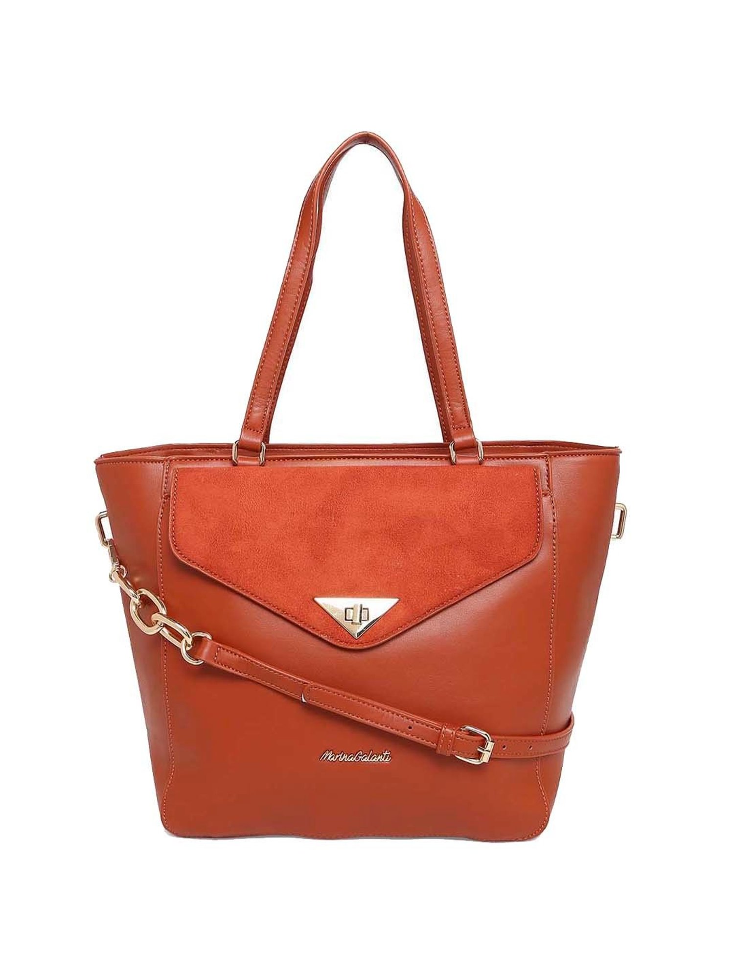 Marina Galanti Orange Solid Medium Tote Handbag