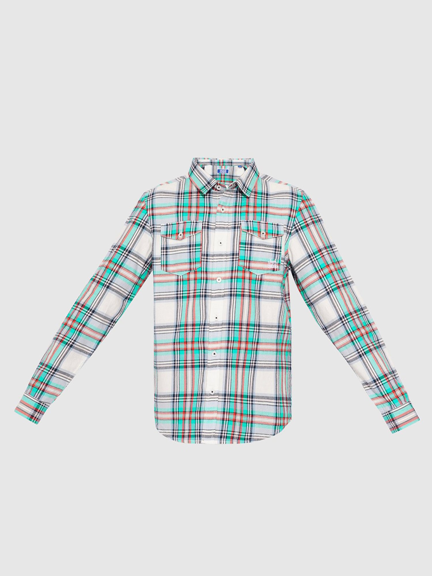 Jack & Jones Junior Boys White Cotton Checkered Shirt