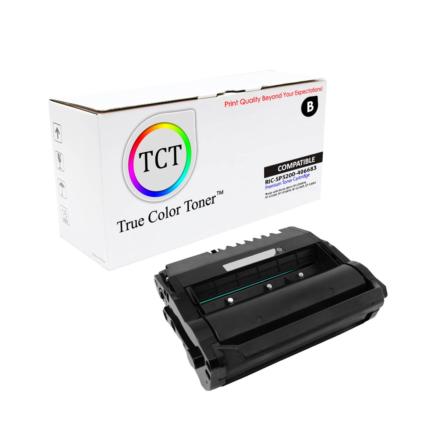 TCT Premium Compatible Toner Cartridge Replacement for Ricoh 406683 Black works with Ricoh Aficio SP 5200DN 5210SF 5210DN 5210SR 5200S Printers (25,000 Pages)