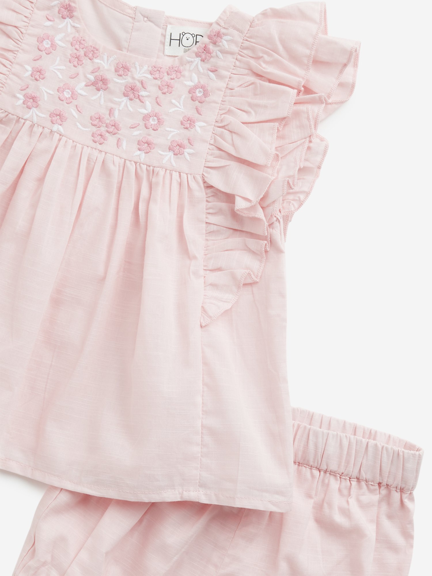 HOP Baby by Westside Pink Floral Cotton Top with Mid-Rise Shorts Set